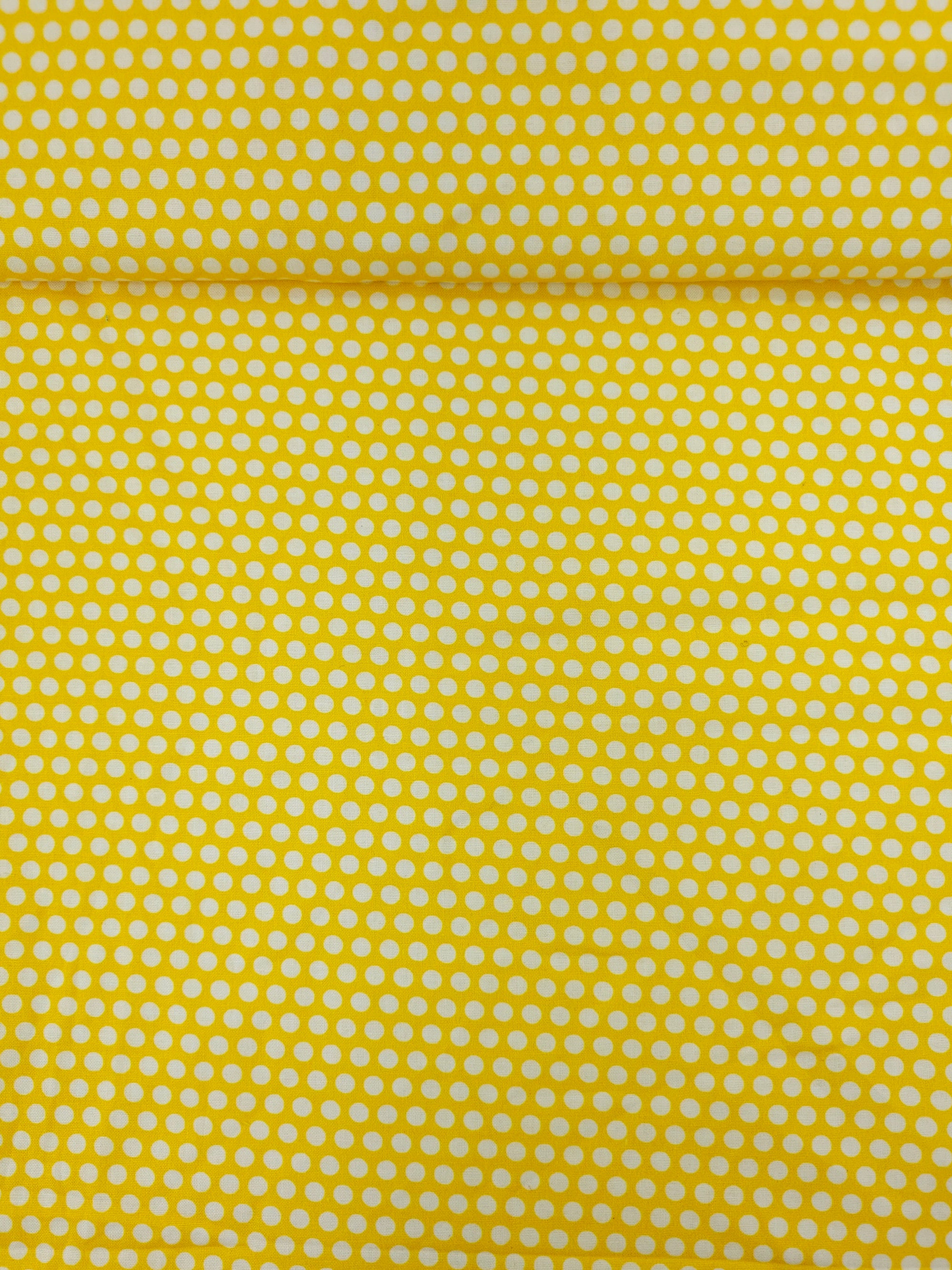 Yellow/White Polka Spot 100% Cotton