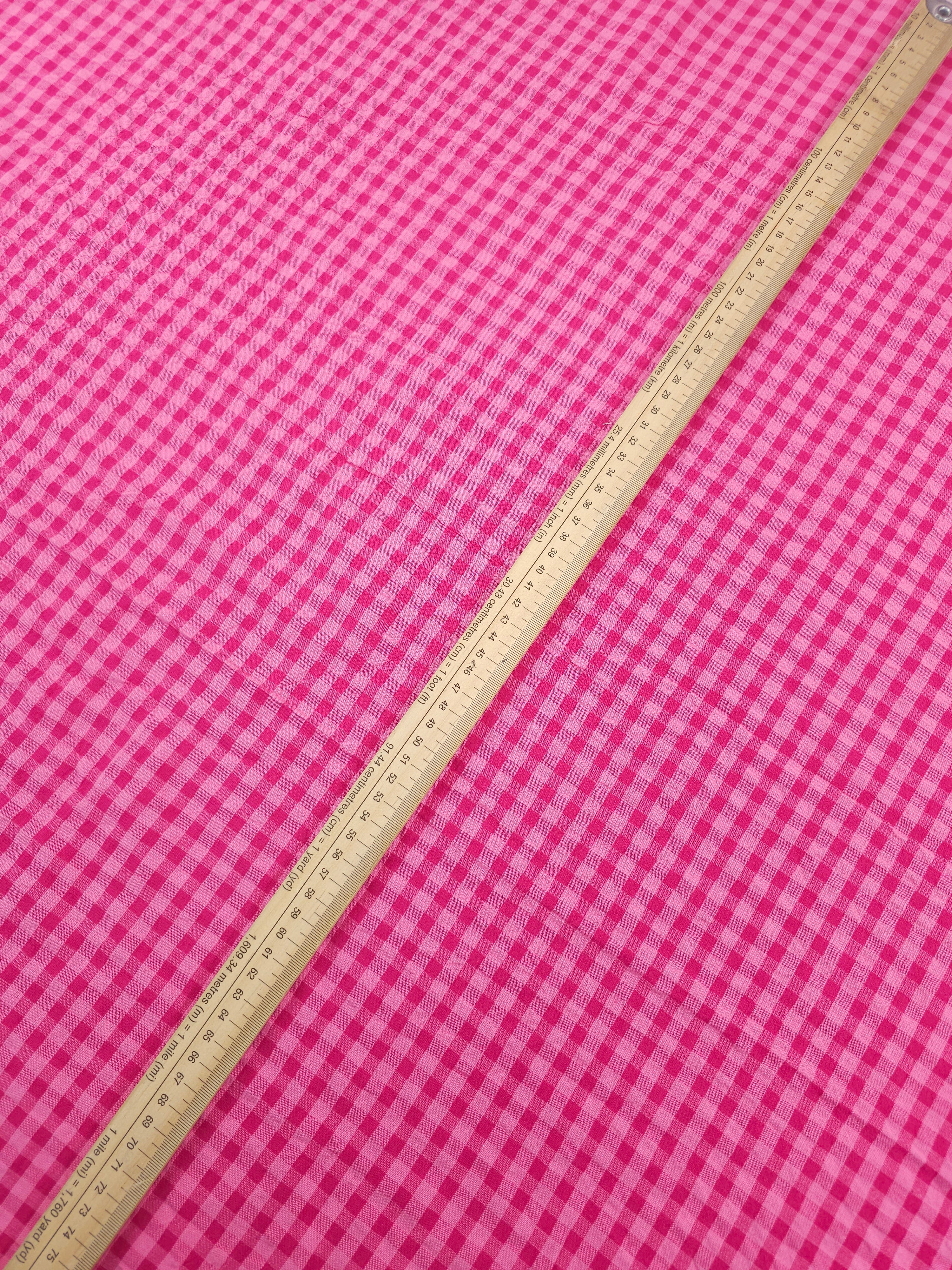 Hot Pink/Fuchsia Small Gingham Cotton SeerSucker *PRE-ORDER*
