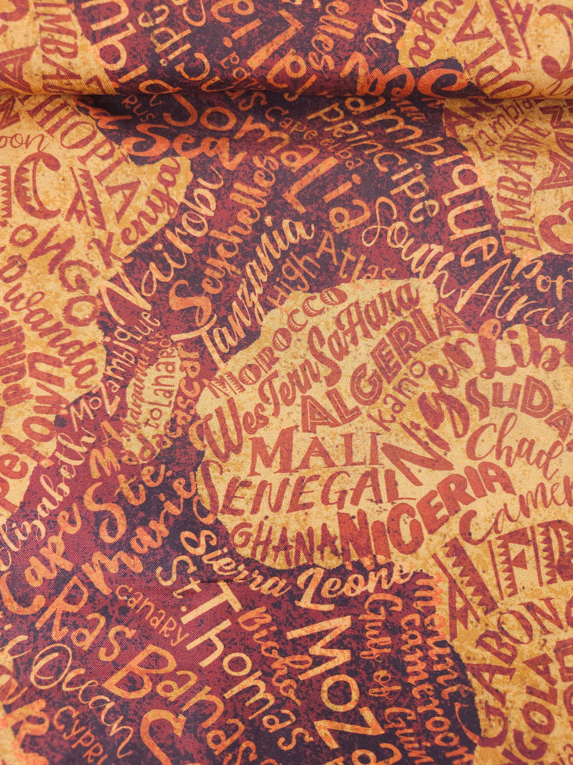 Africa Map 100% Cotton