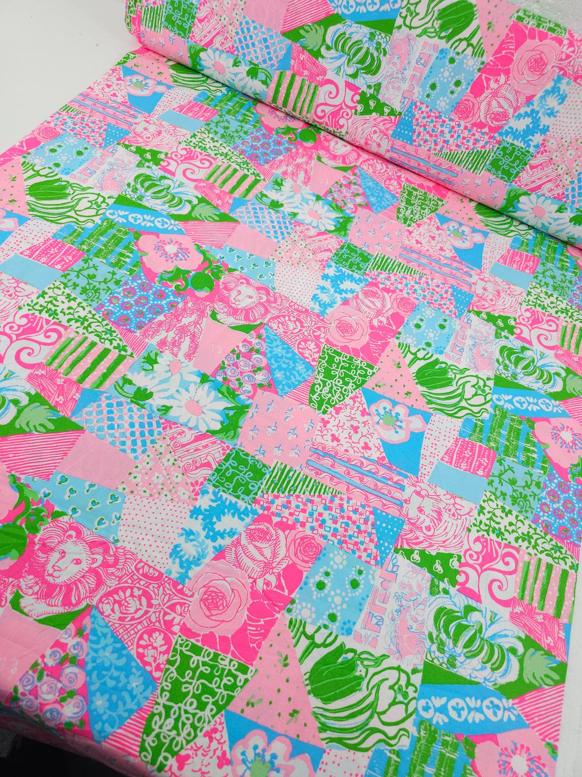 Neon Floral Lion Colour Shifter Cotton Poplin - Lilly Pulitzer