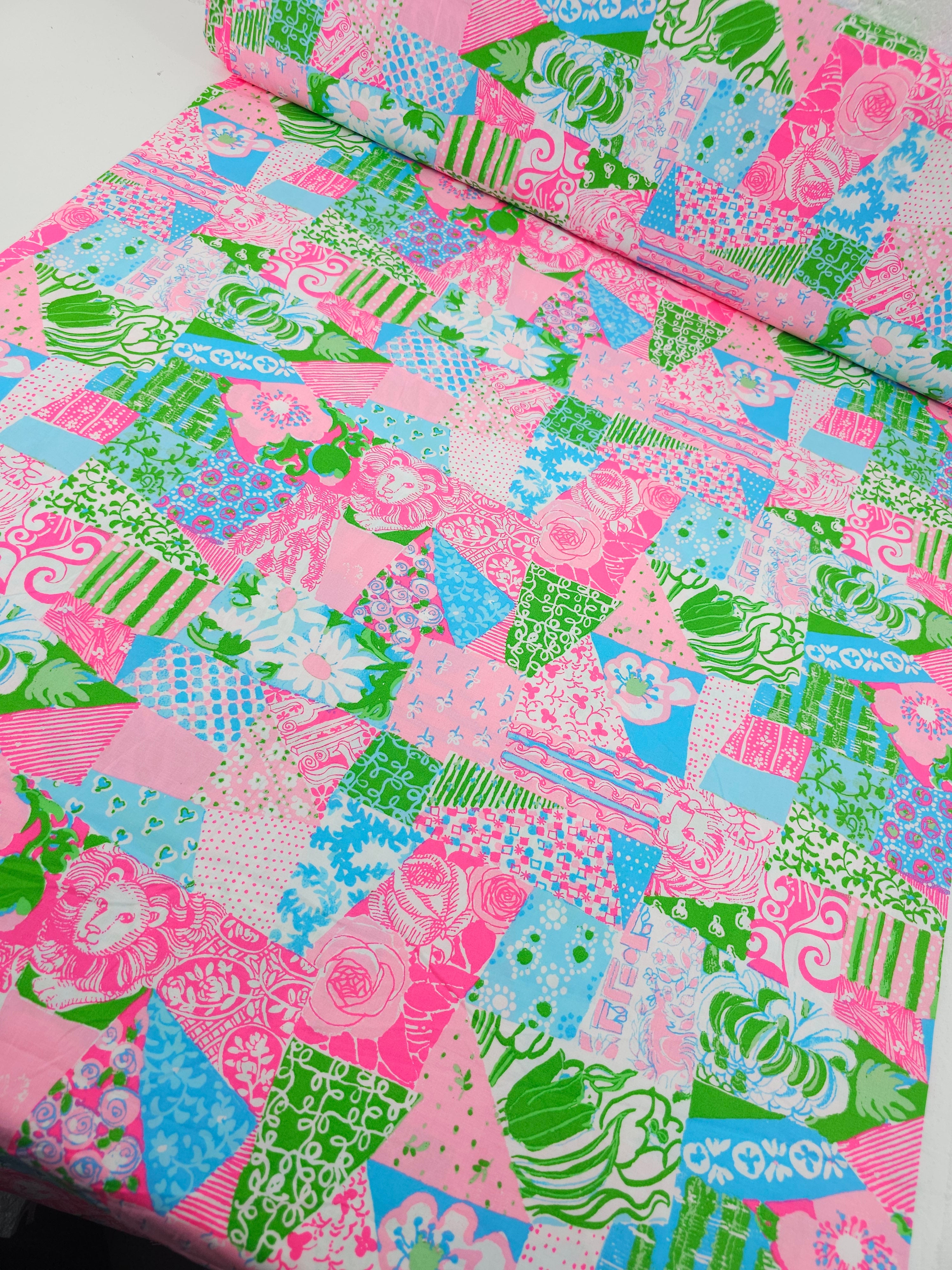 Neon Colour Shifter Abstract Floral Lion Cotton Poplin - Lilly Pulitzer