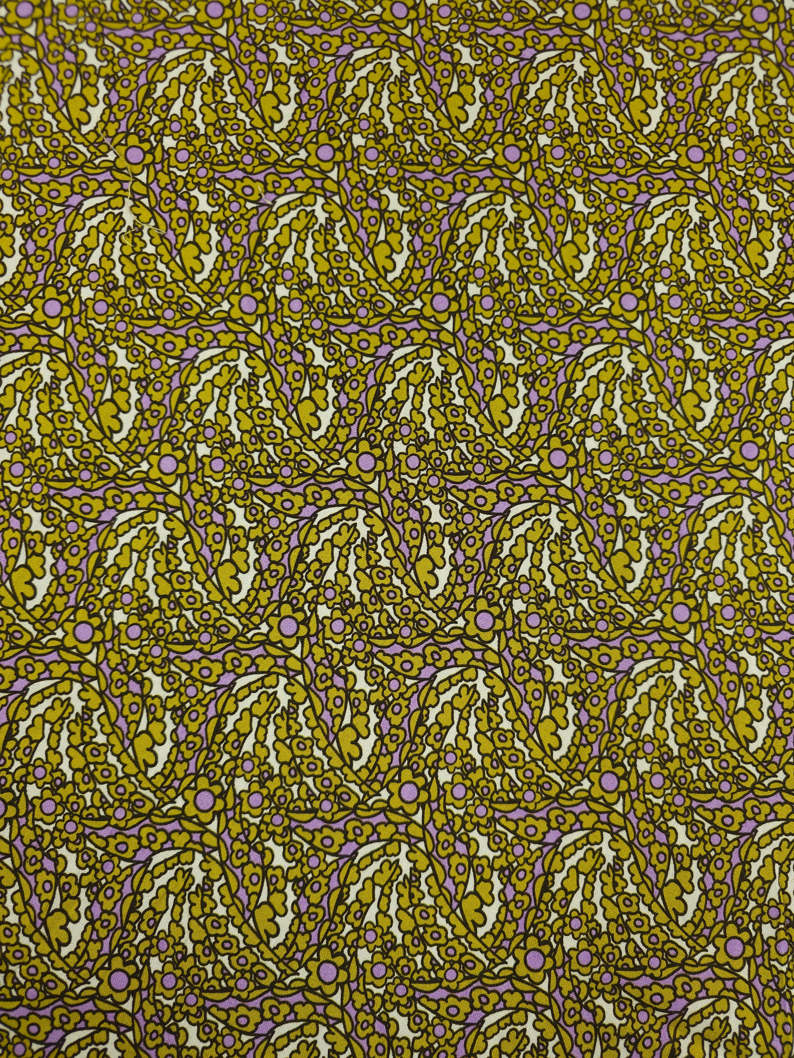 Mustard/Lilac Quirky Floral 100% Cotton 55"