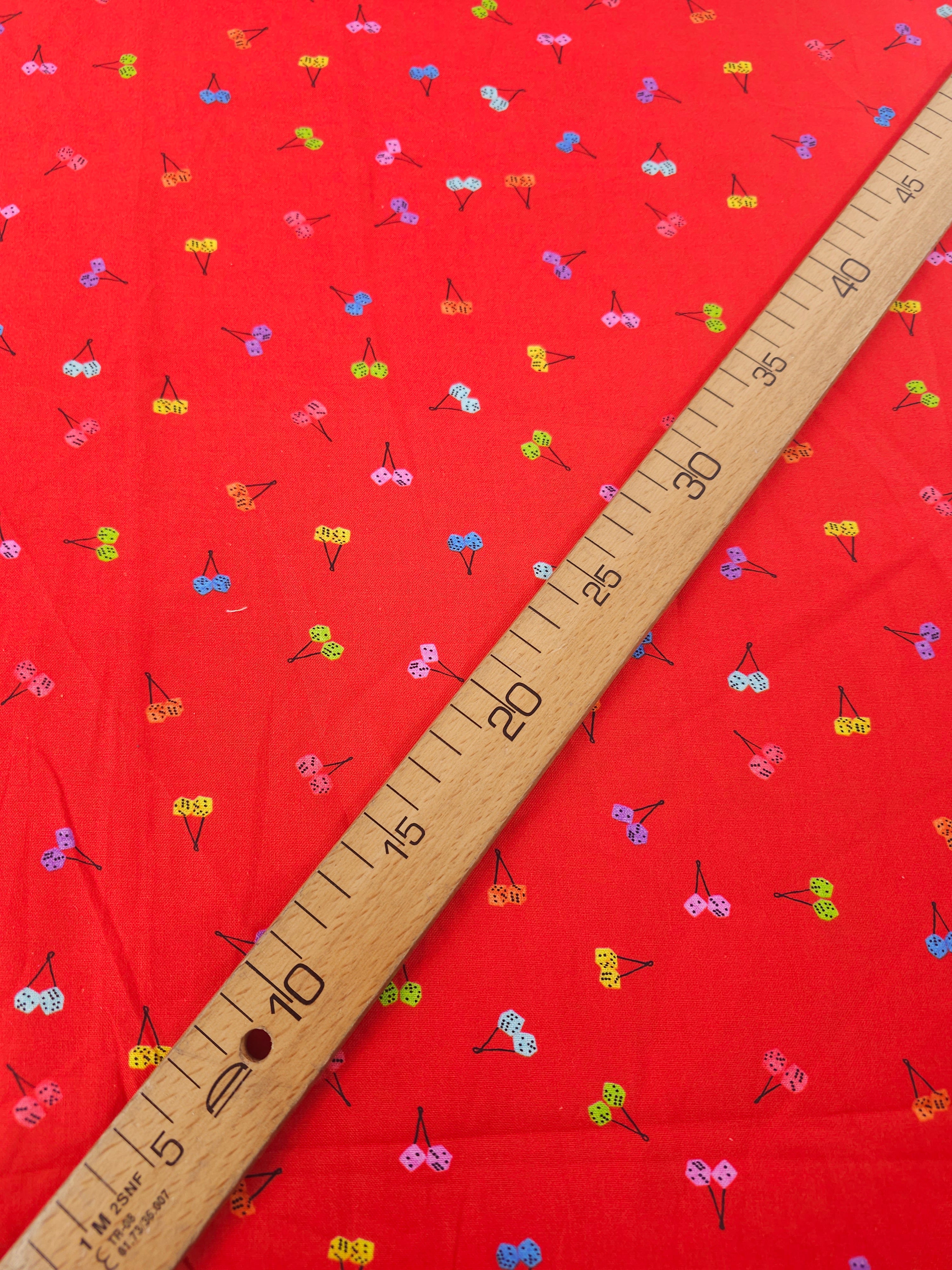 Red Hanging Dice 100% Cotton- Robert Kaufman
