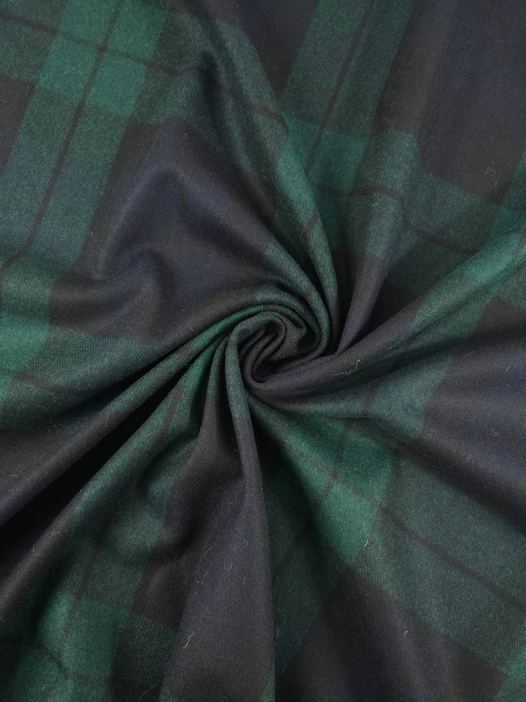 Green/Navy Tartan Mediumweight Soft 100% Wool *ABRAHAM MOON*