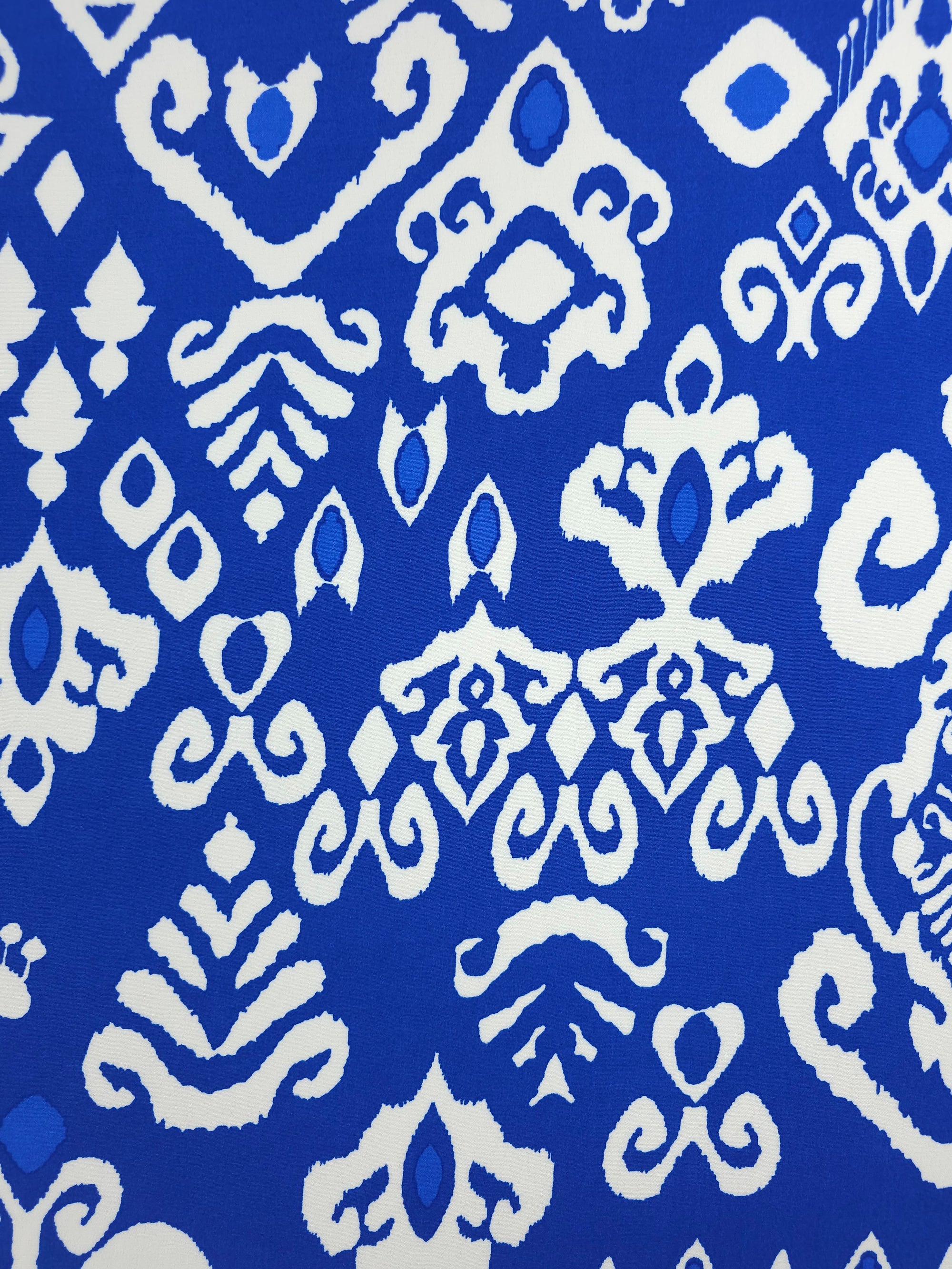 Cobalt Blue Damask Viscose Crepe