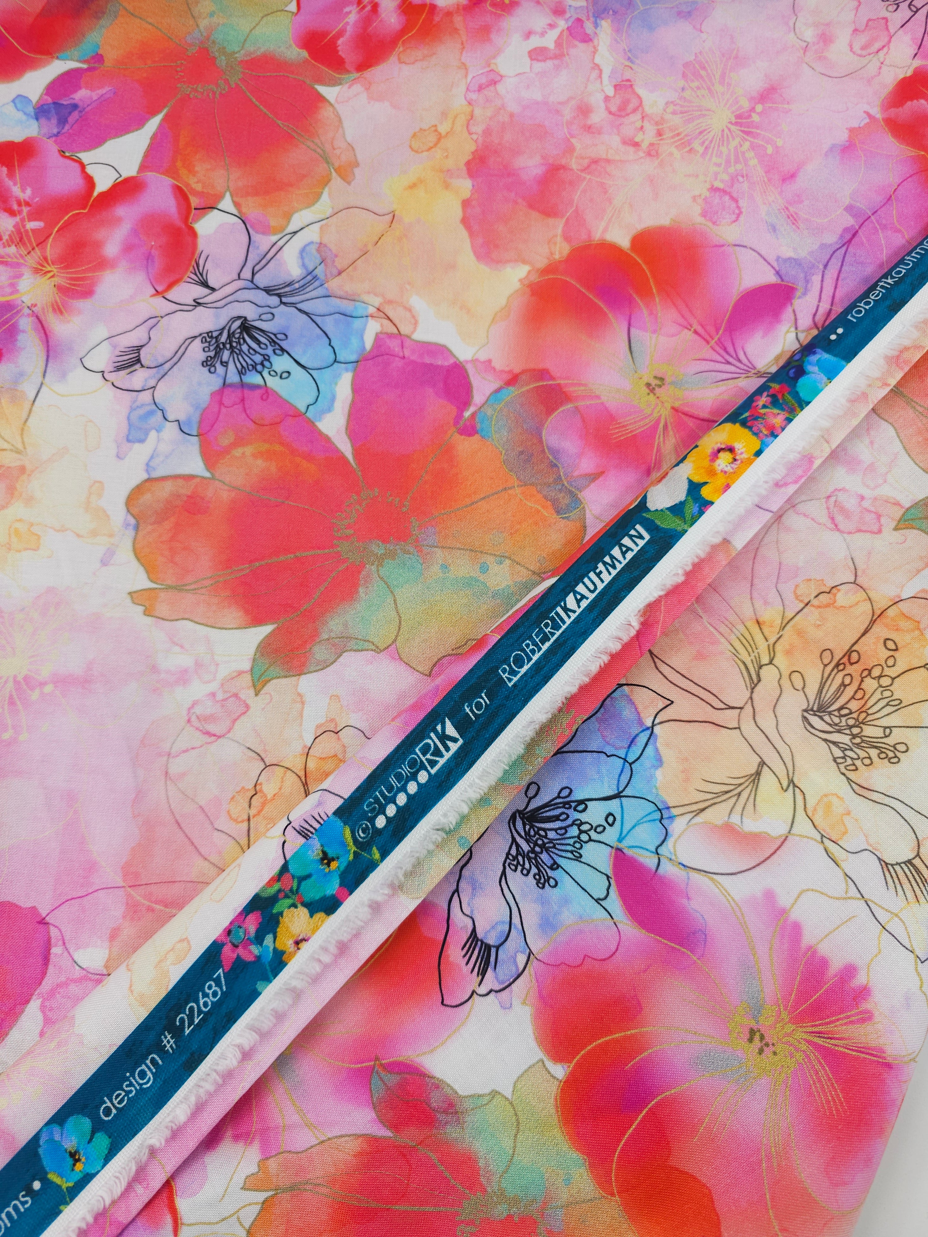 Pink Tone Artful Bloom 100% Cotton 104" - Robert Kaufman *EXTRA WIDE*