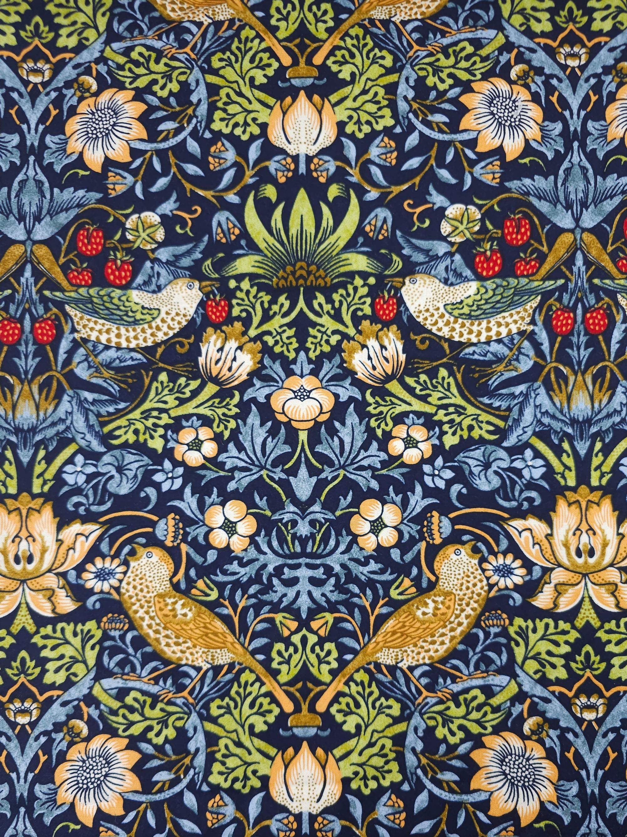 Navy Strawberry Thief Floral 100% Cotton 106" - William Morris *EXTRA WIDE*