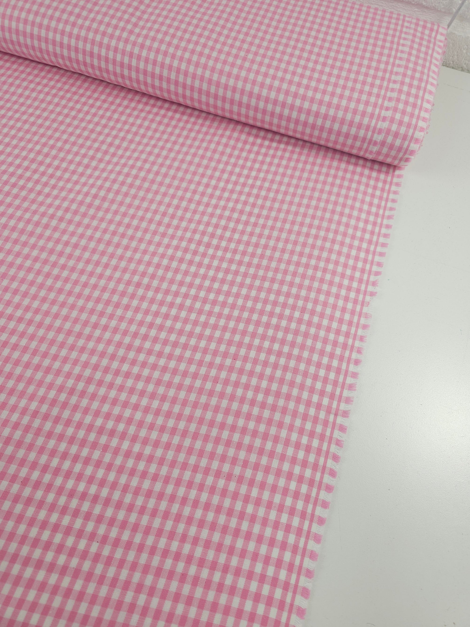 Pink Small Gingham 100% Cotton 55"