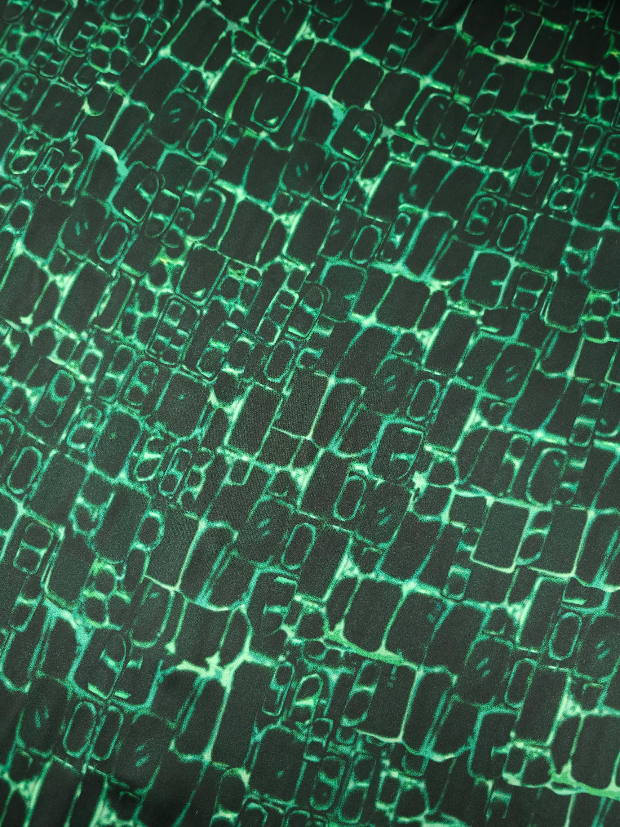 Green/Black Abstract Square Cotton Sateen Stretch