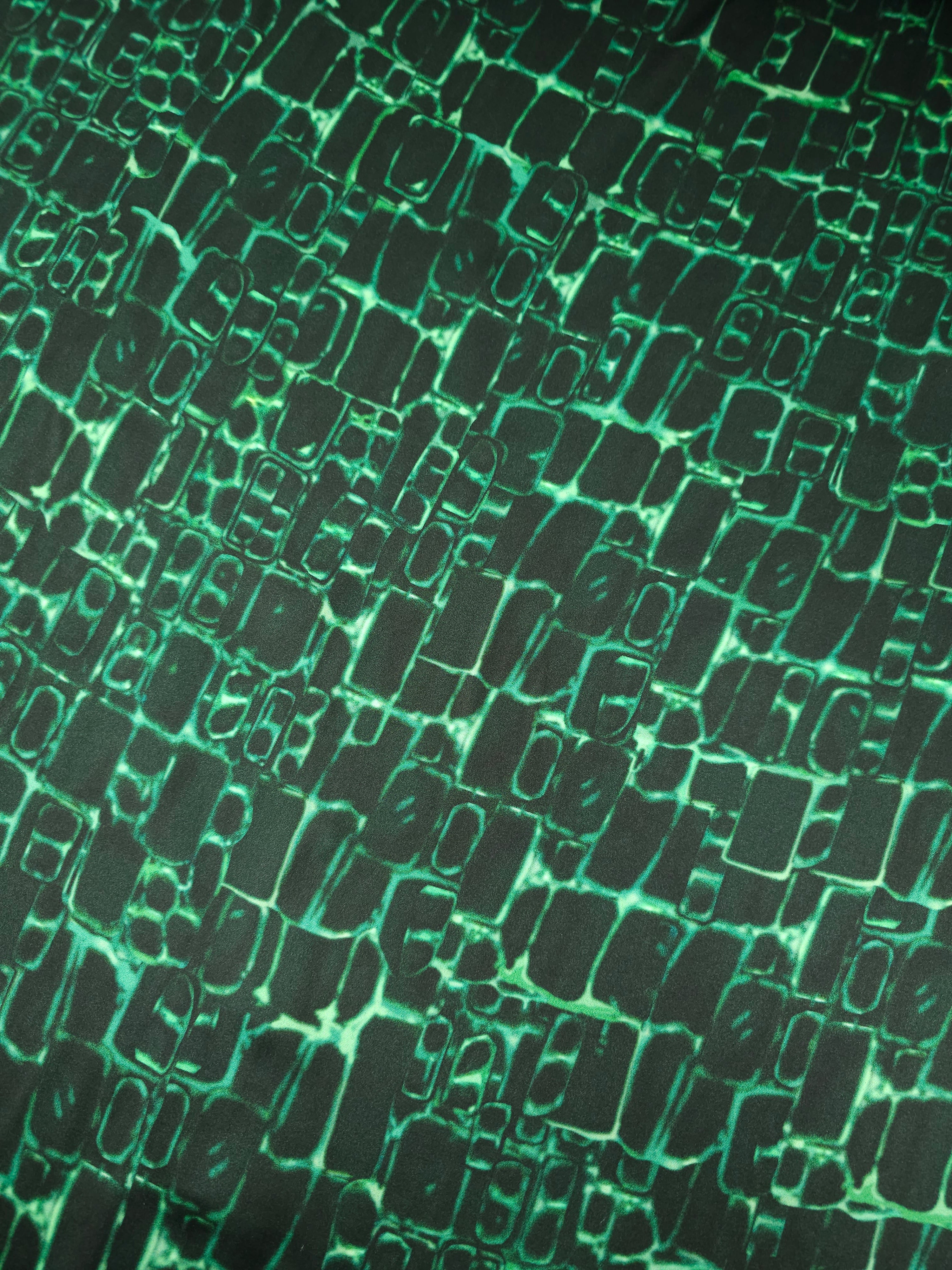 Green/Black Abstract Square Cotton Sateen Stretch