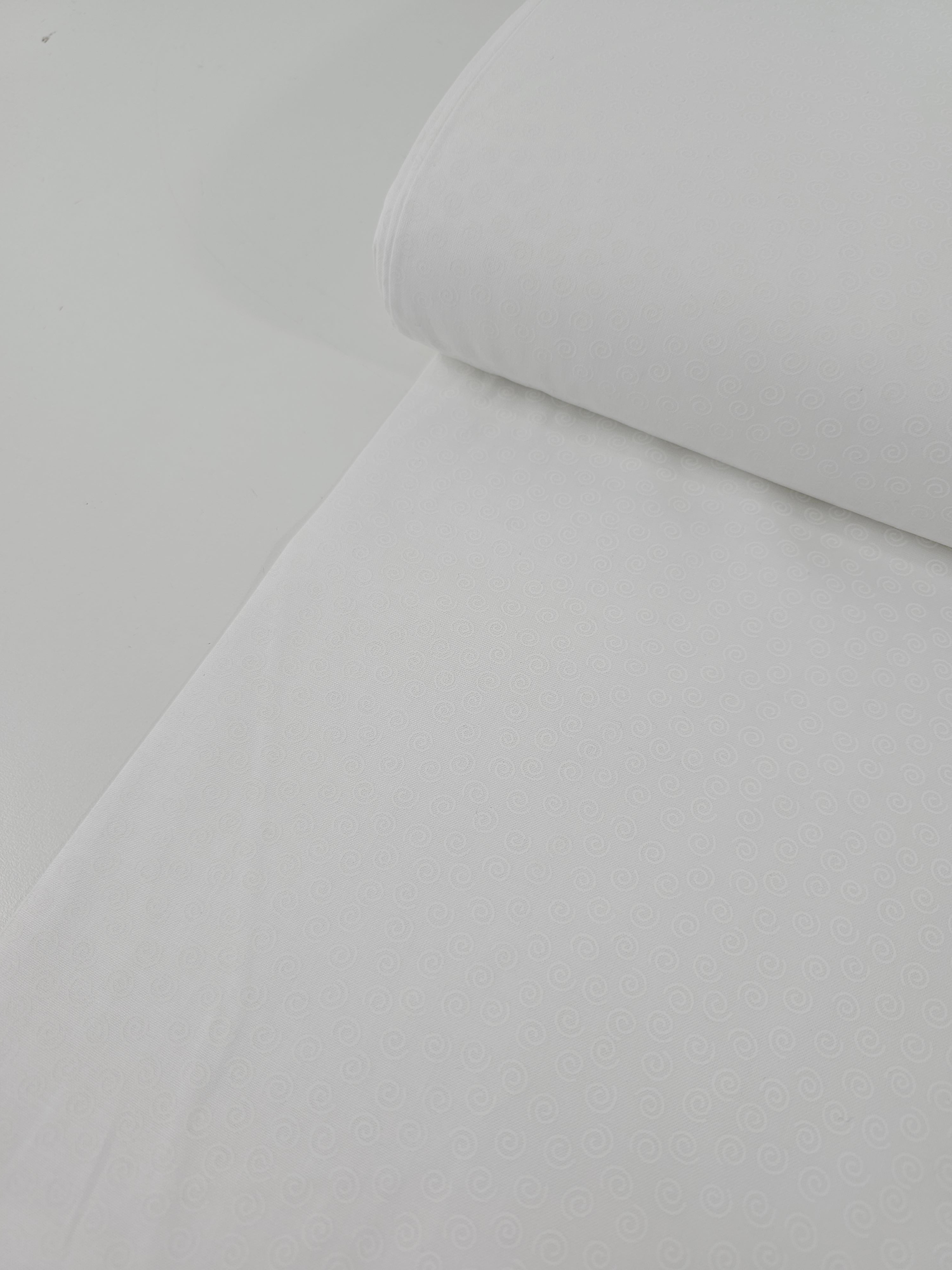 Mini Spiral Swirl White On White Tonal 100% Cotton