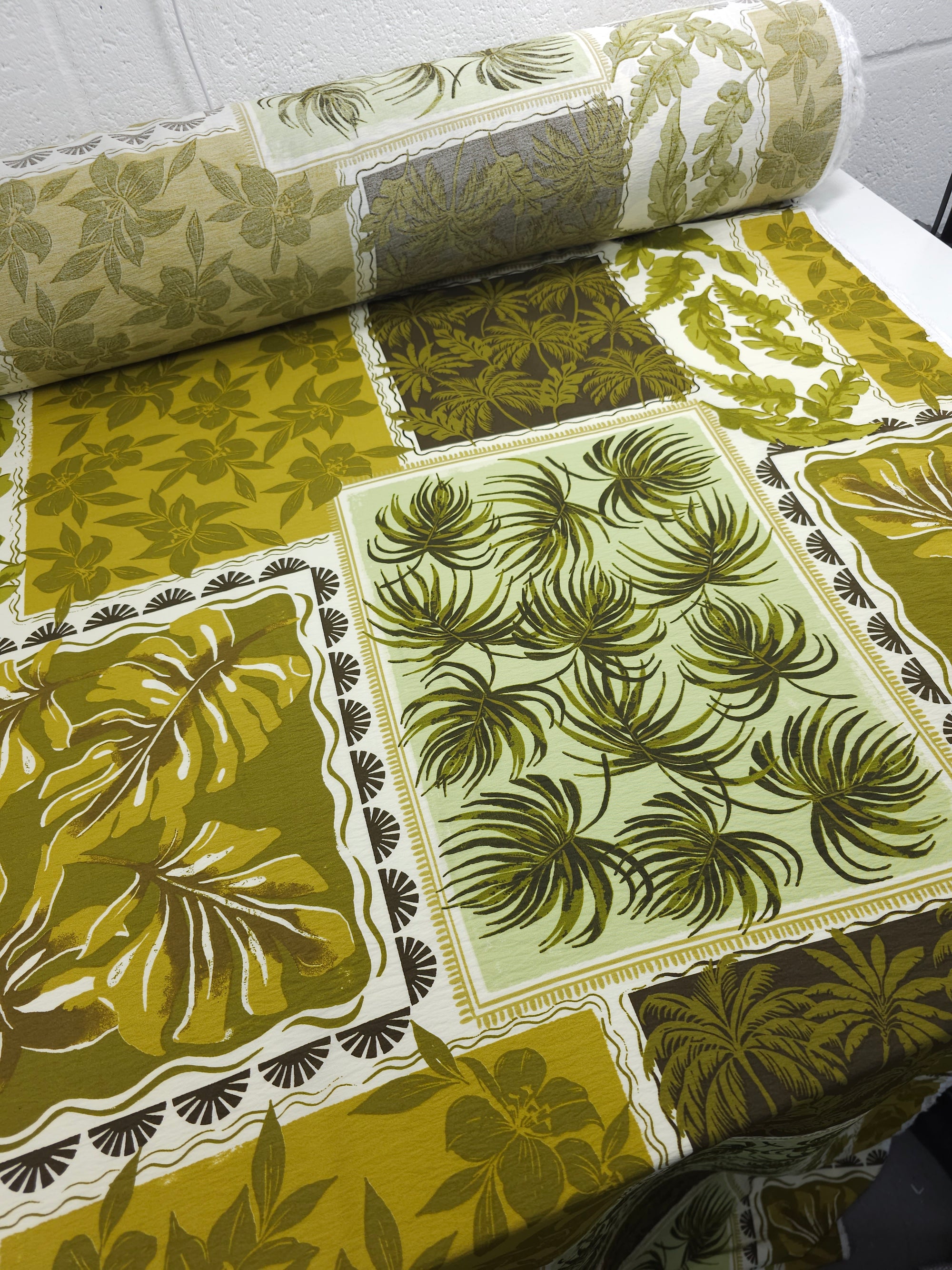 Khaki Palm Leaf Frames Modal Viscose