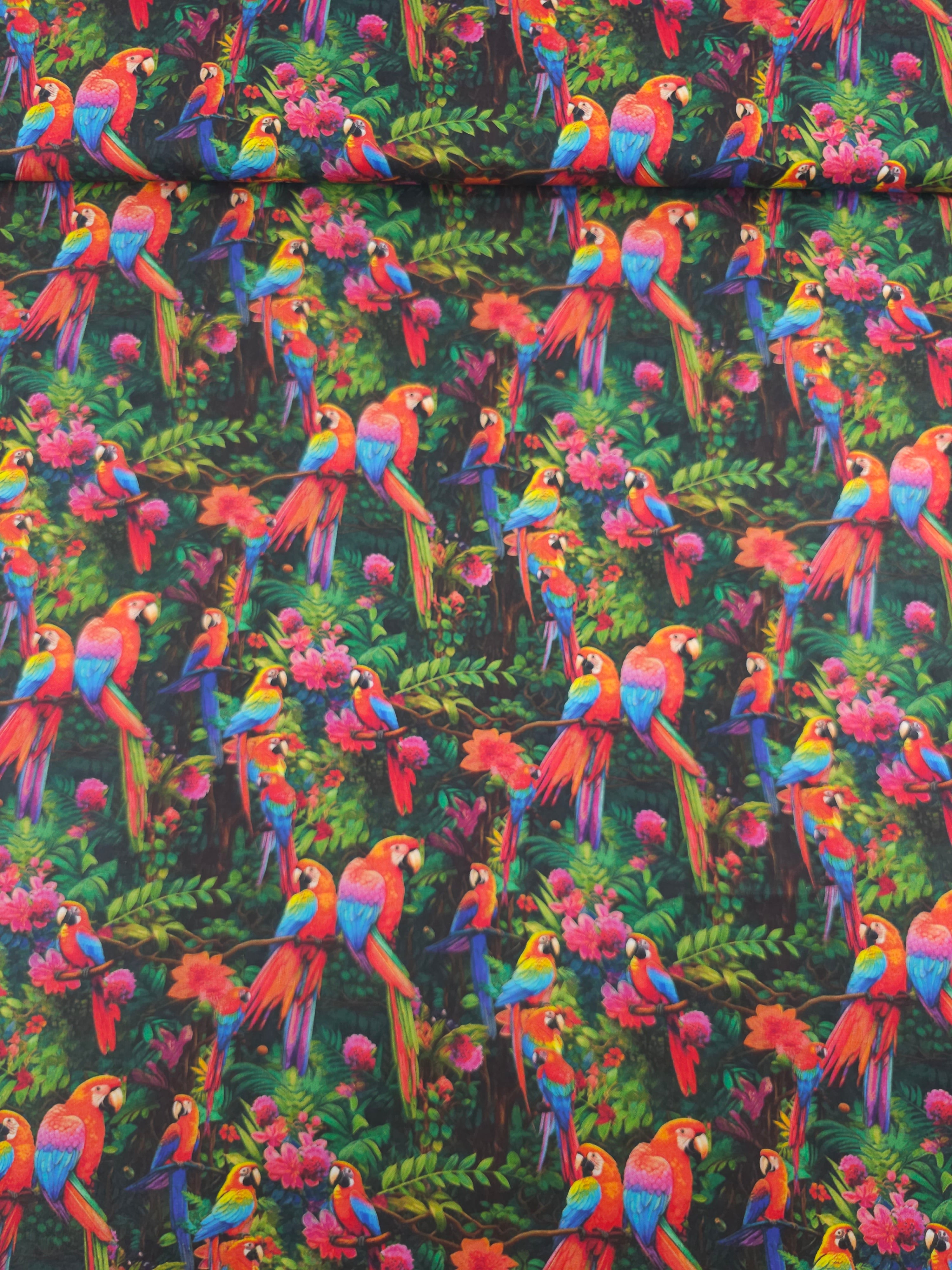 Exotic Floral Parrot Forest 100% Cotton