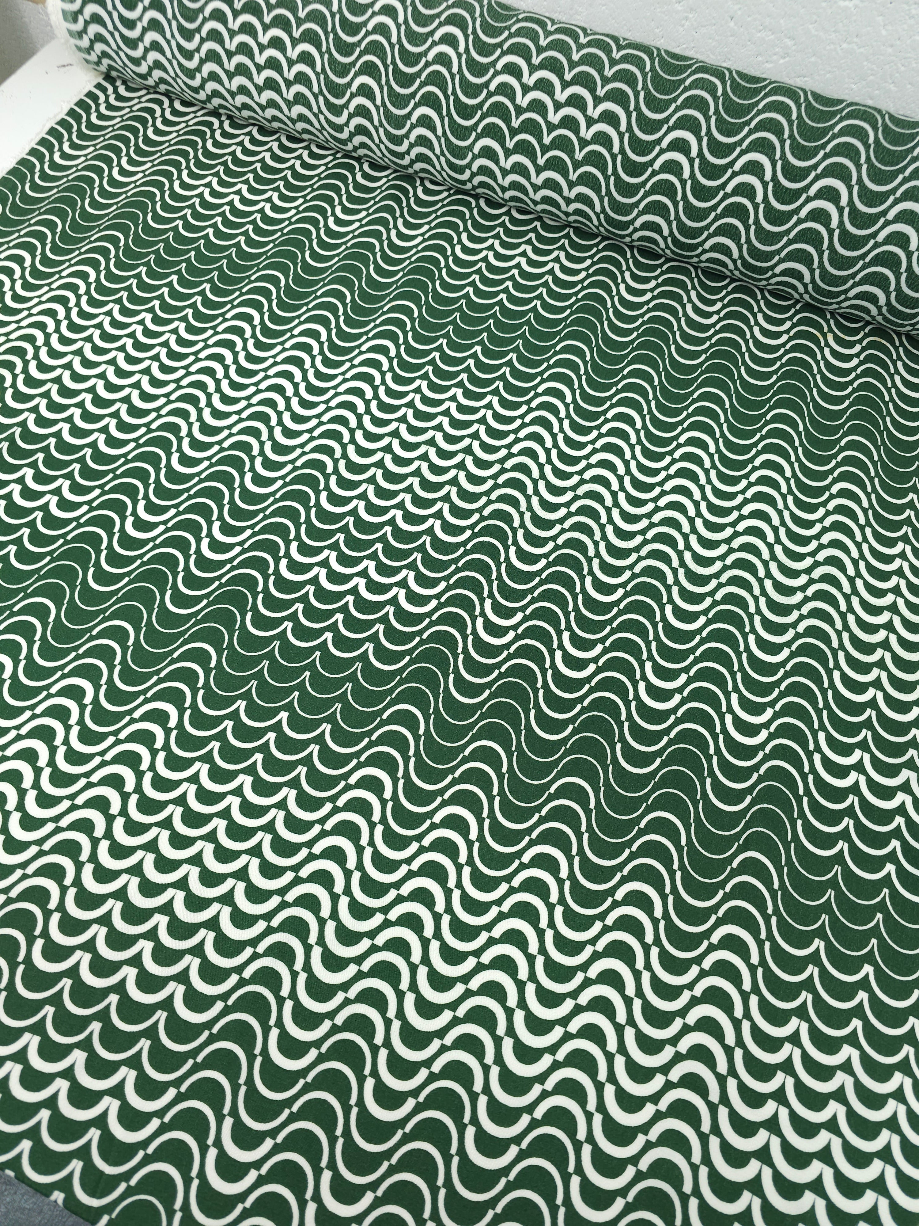 Green Abstract Curve Viscose Crepe