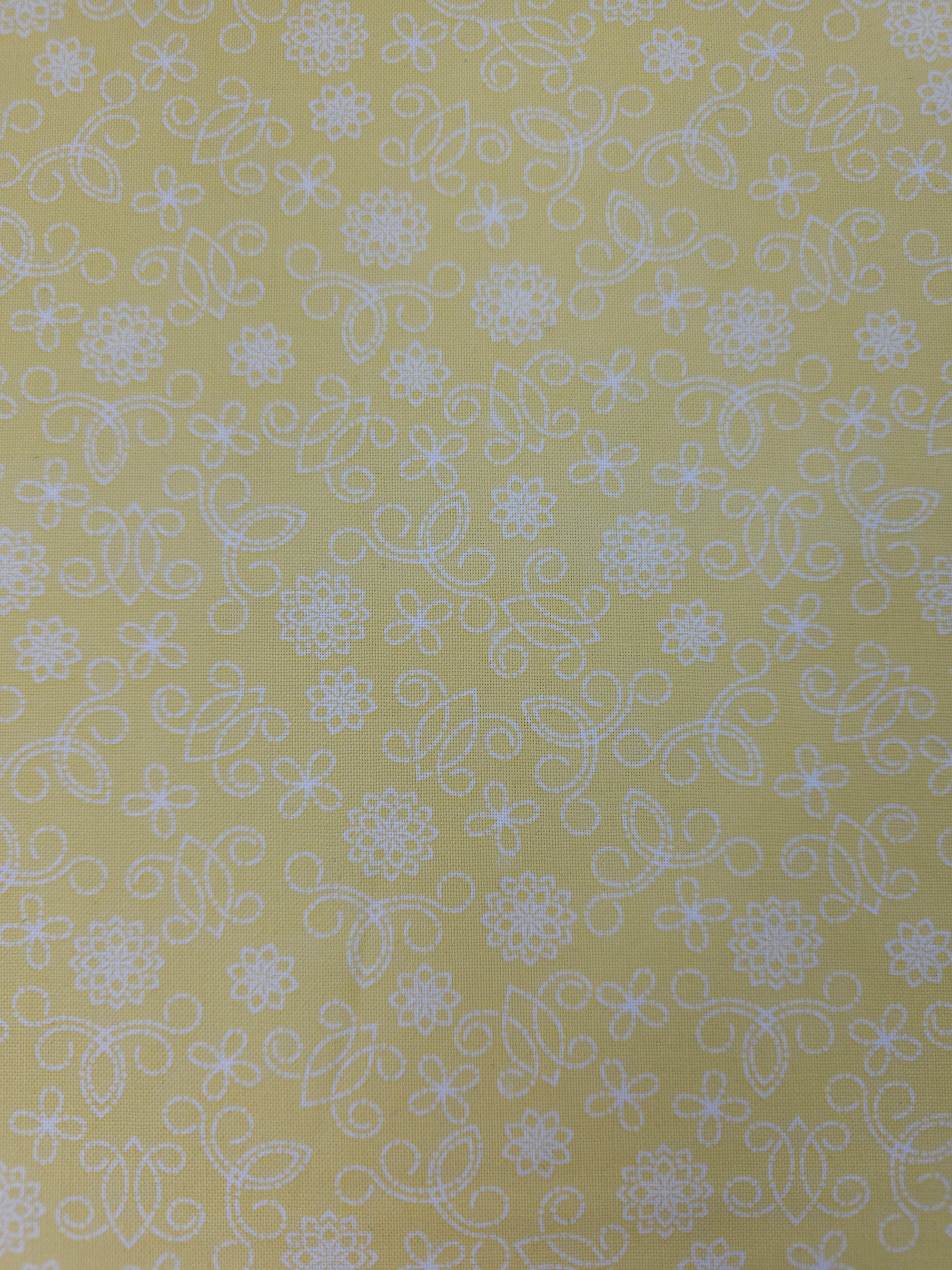 Yellow/White Swirl Floral 100% Cotton