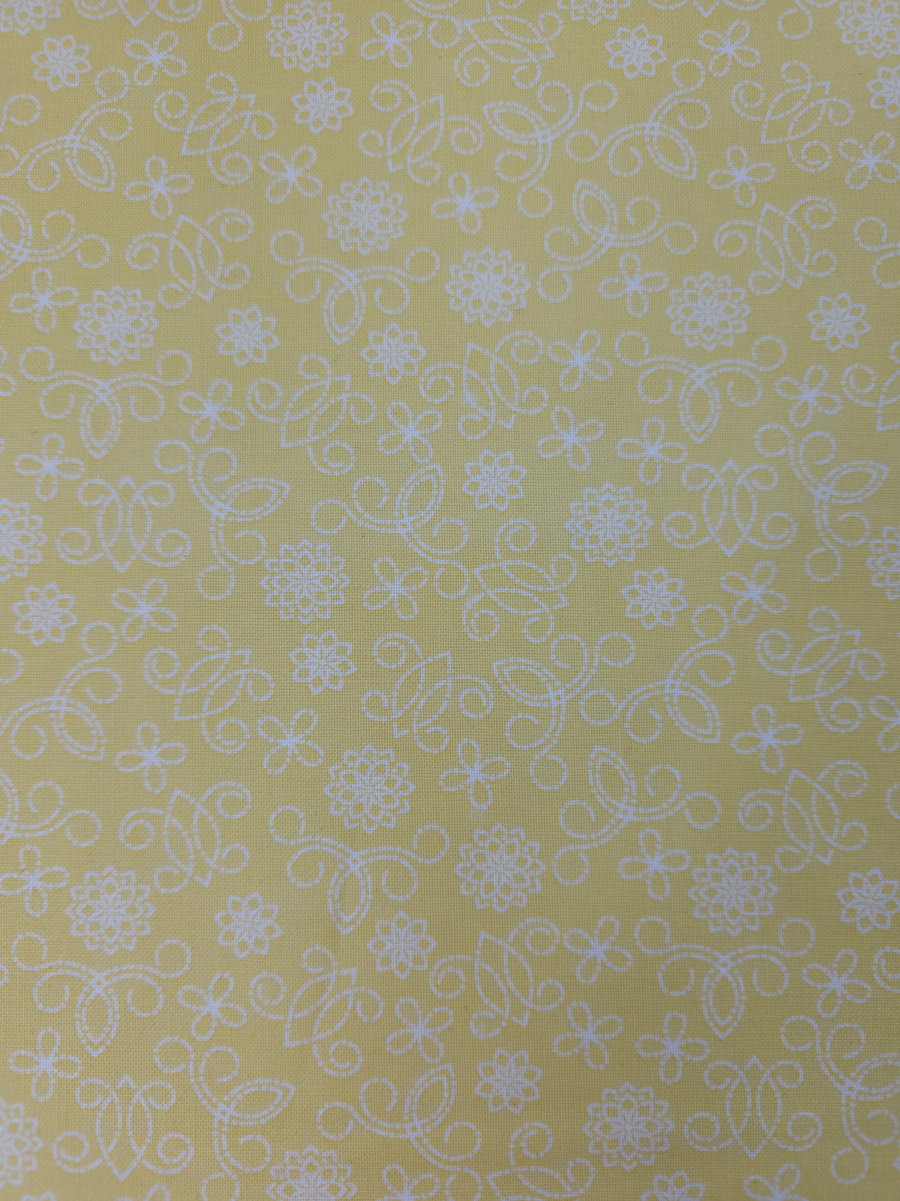 Yellow/White Swirl Floral 100% Cotton