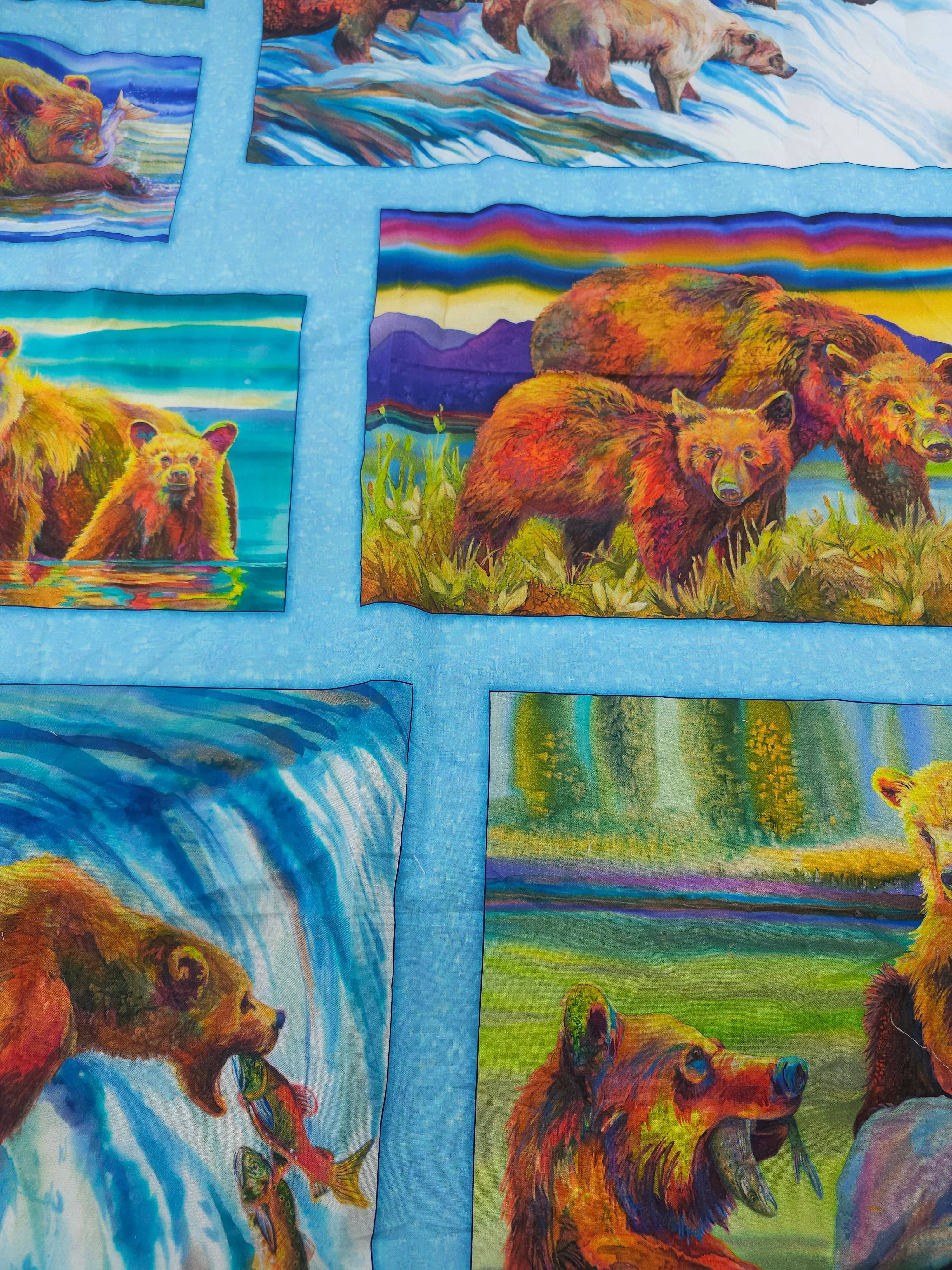 Fishing bears Cotton- 1.8m piece
