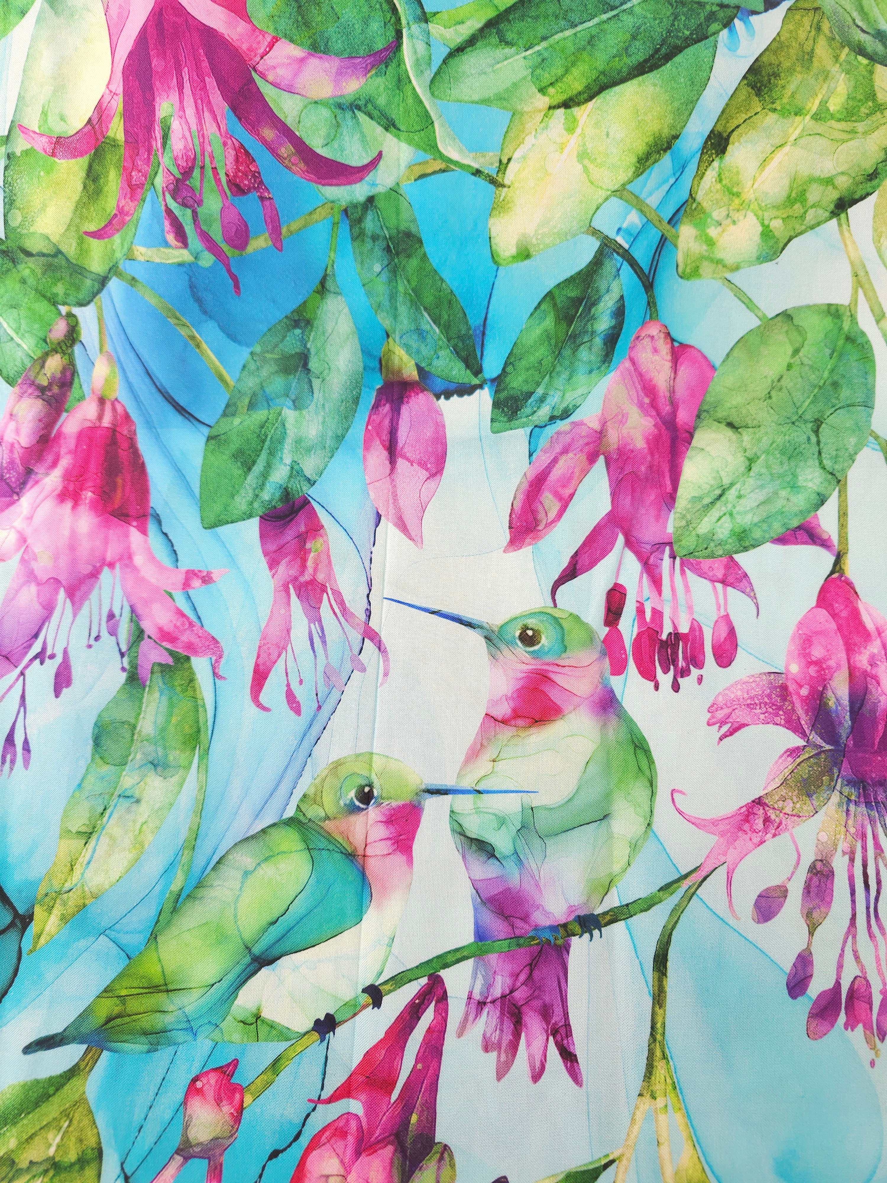 Rainbow hummingbird Cotton panels- 1.2m piece