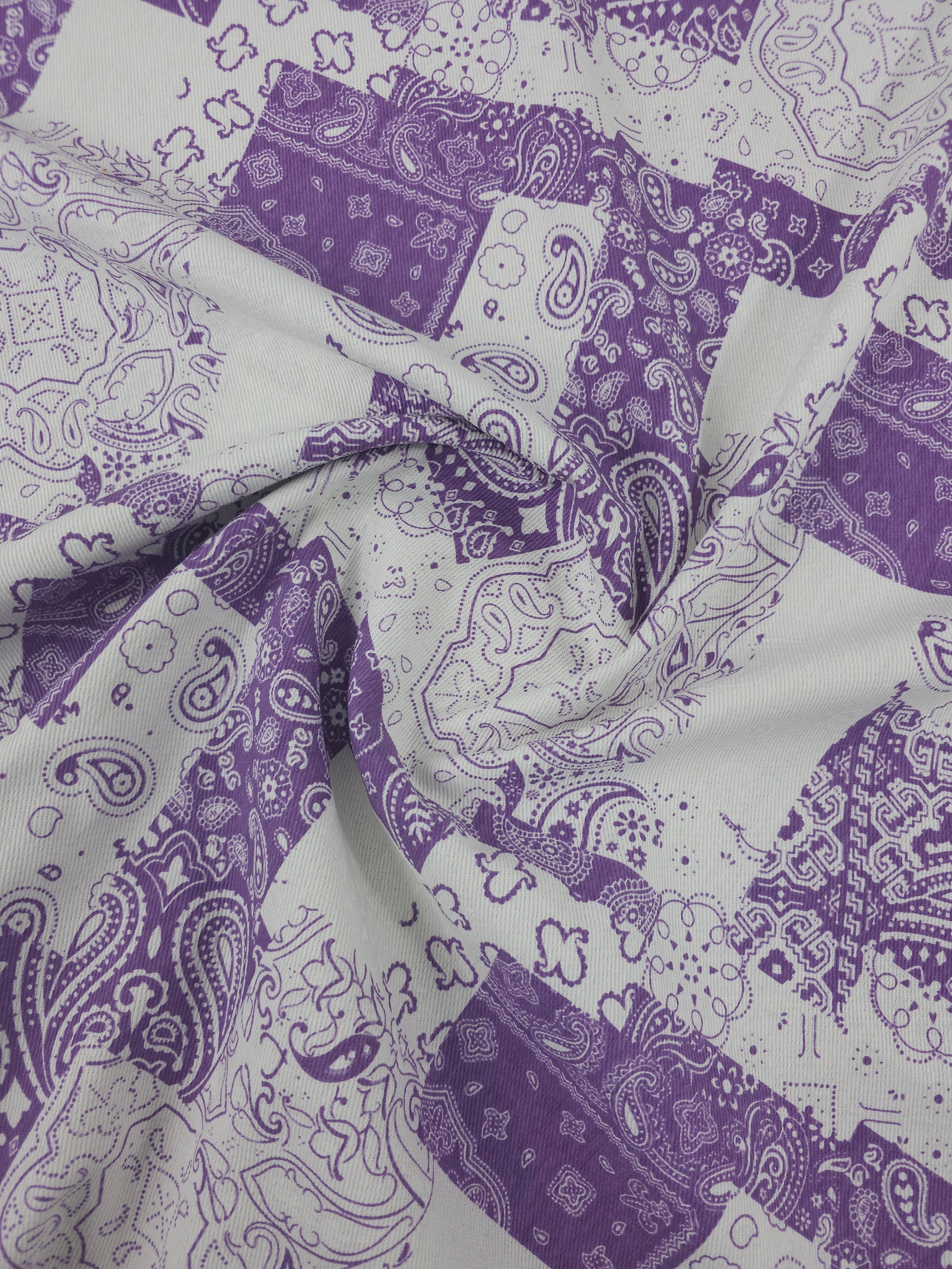 Purple/White Bandana Denim