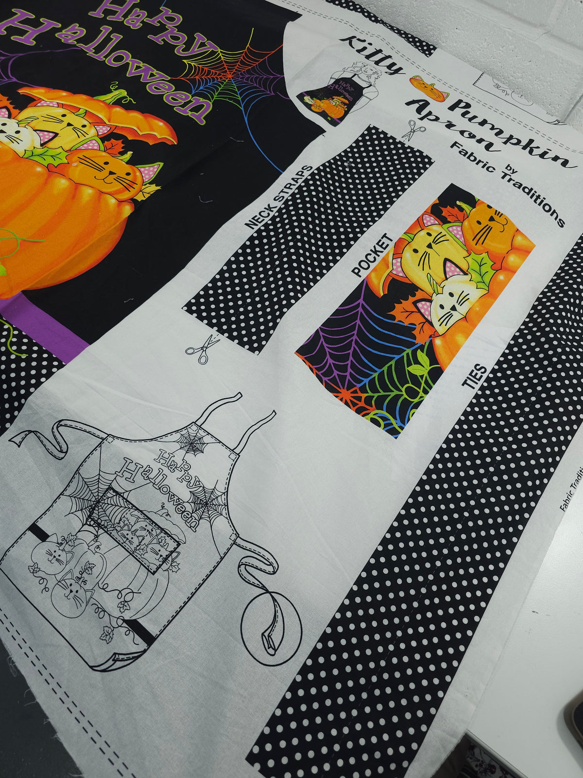 *SEW YOUR OWN* Kitty Pumpkin Apron 100% Cotton