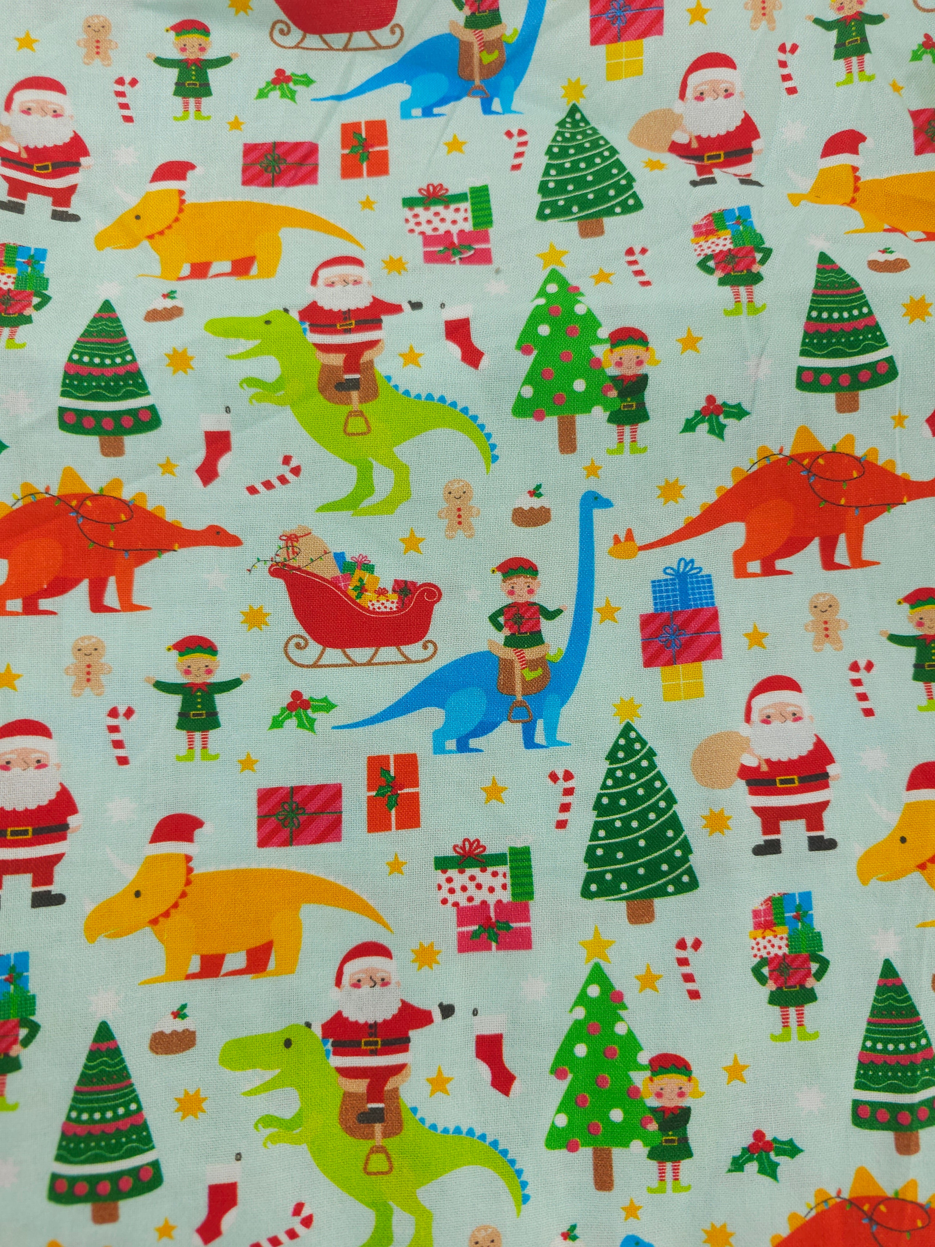 Christmas dinosaurs Cotton- 3m piece