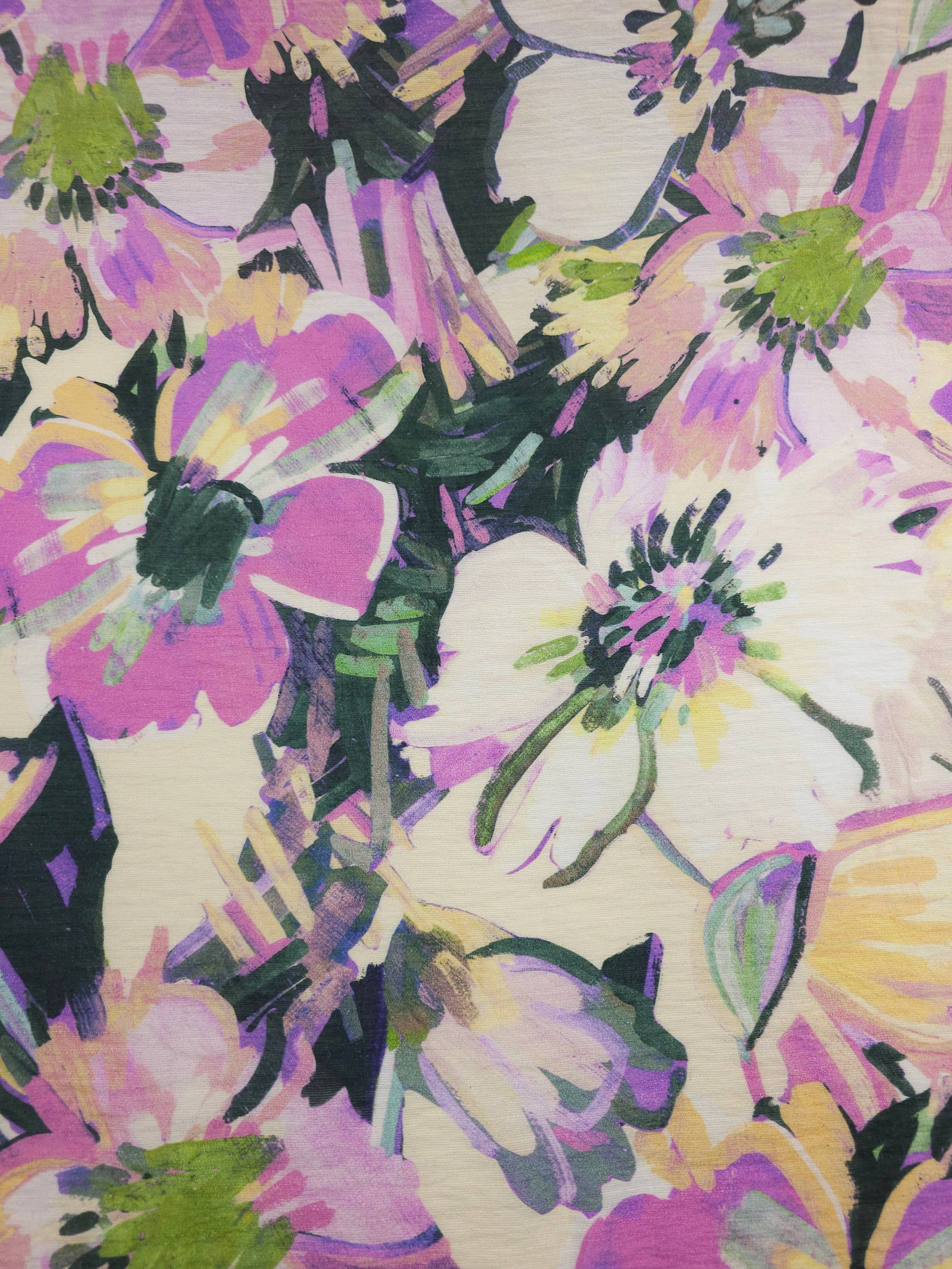 Purple Tones Watercolour Crinkle Viscose