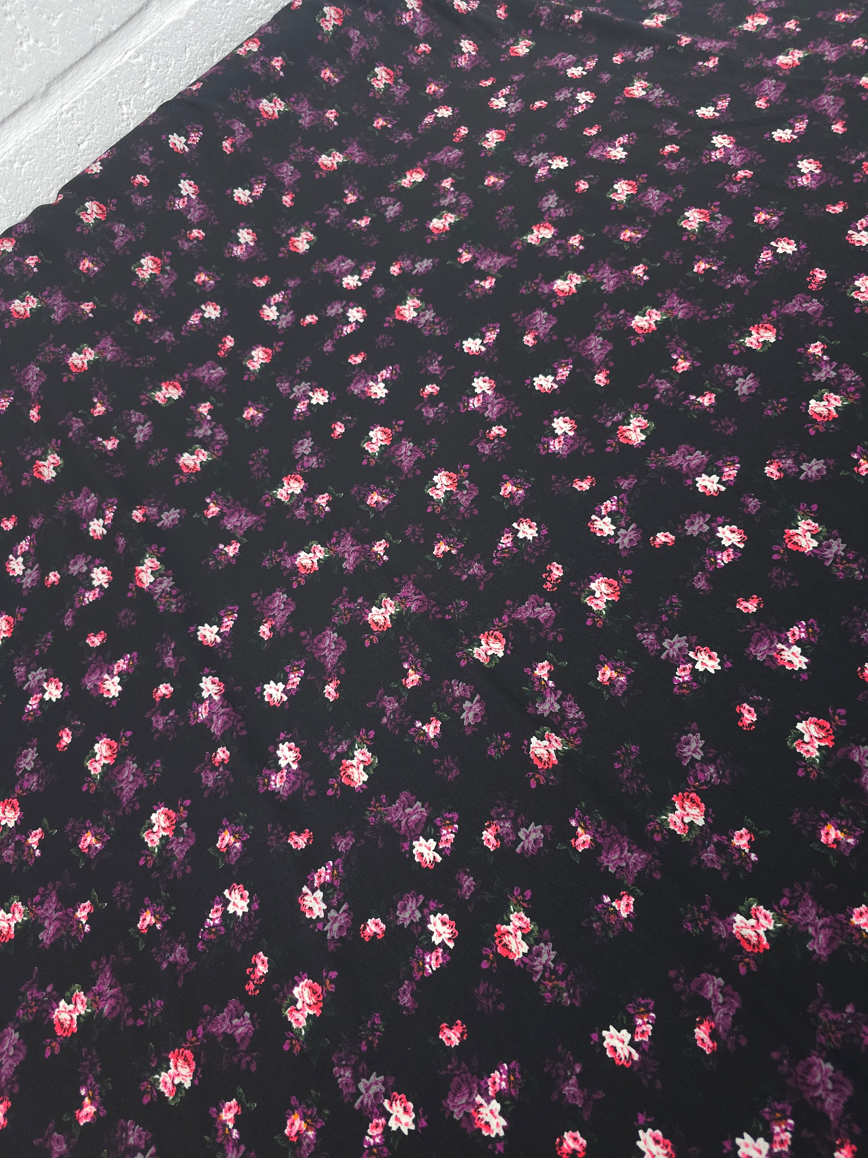 Pink/Purple Bouquet Floral Poly Crepe