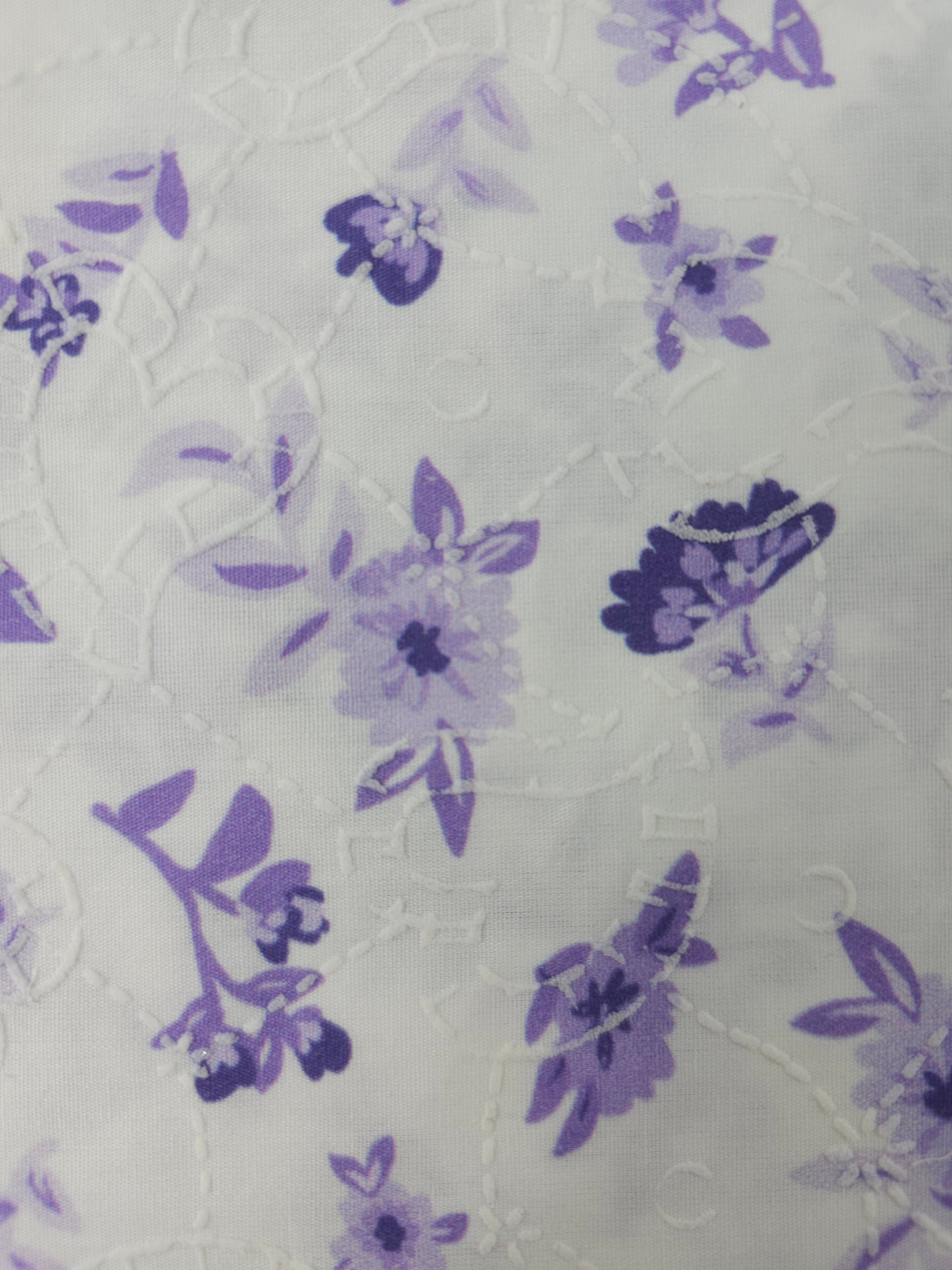 Violet floral Viscose- 2.5m piece