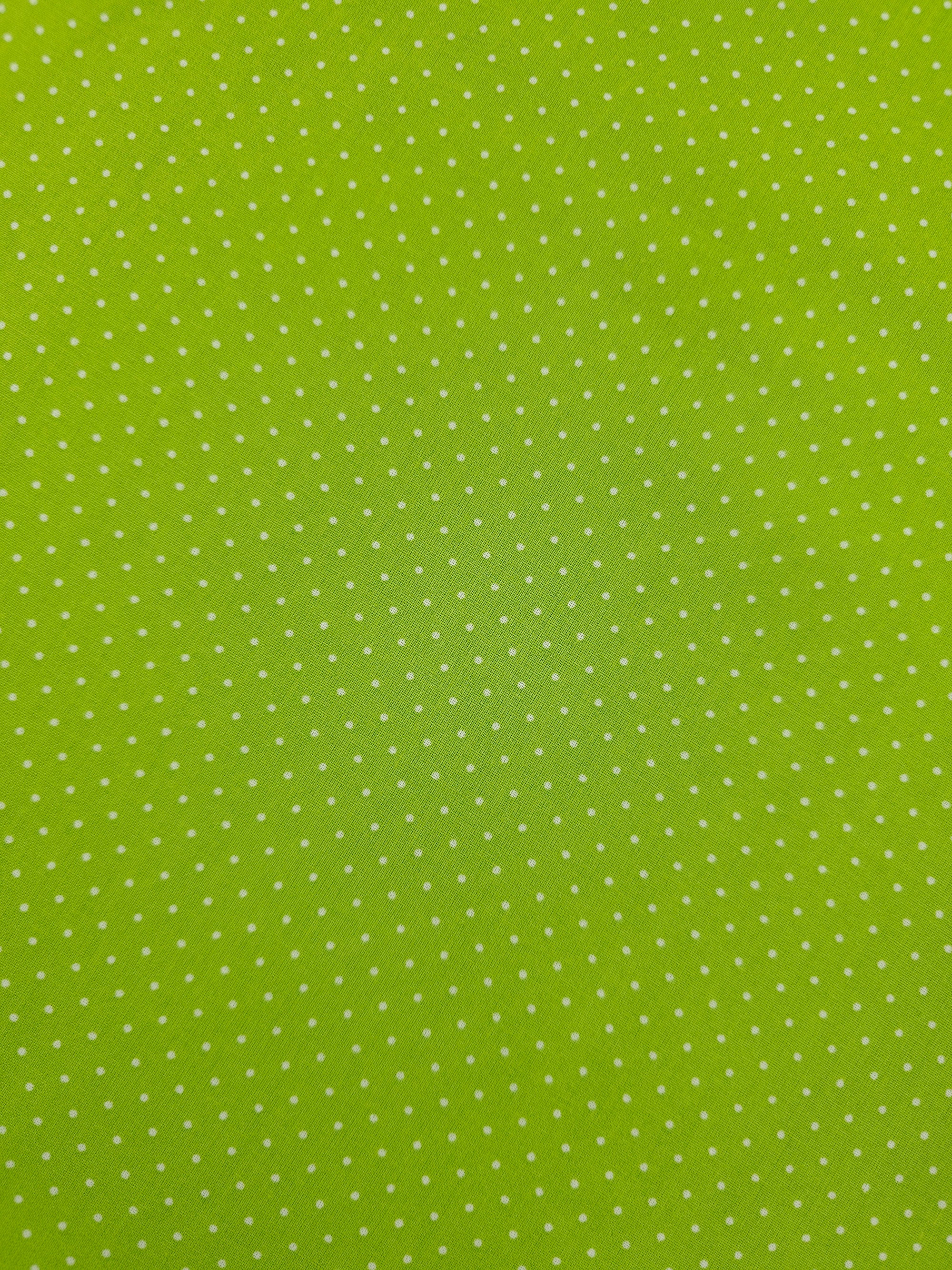 Lime Green Micro Polka Dot 100% Cotton 60”