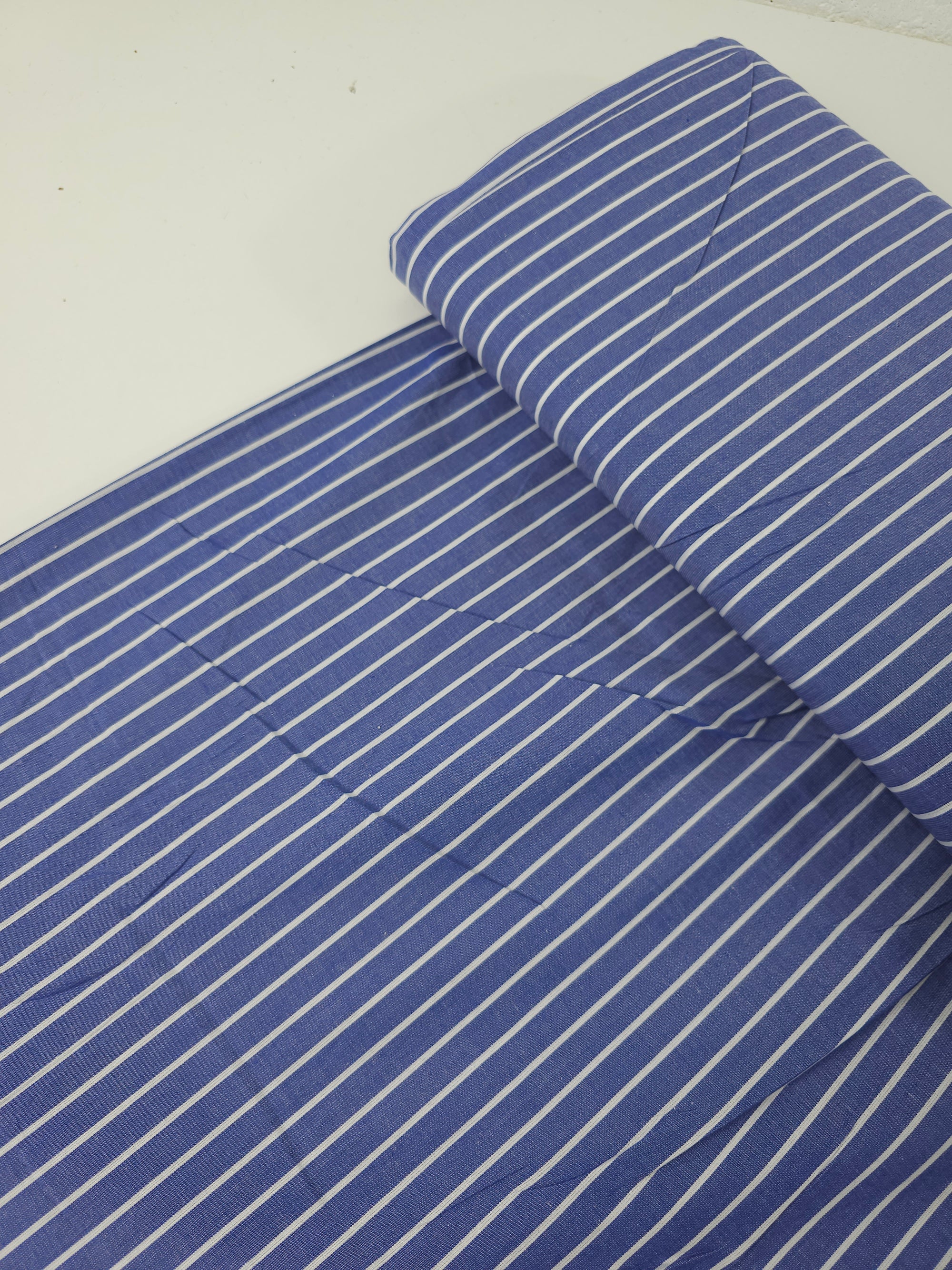 Denim Blue Stripe 100% Lightweight Cotton