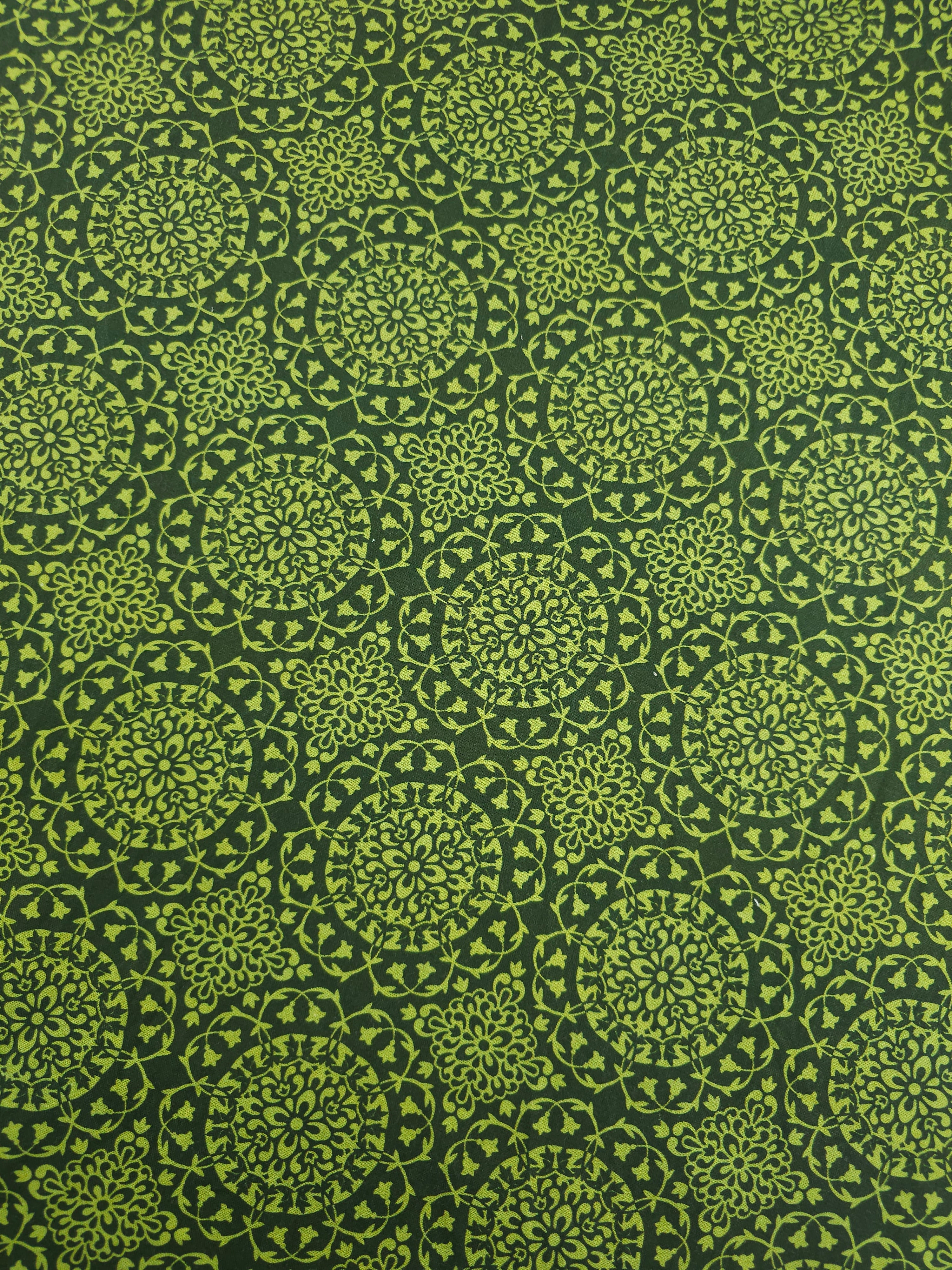 Olive/Dark Green Crochet Look Circle Spiral 100% Cotton