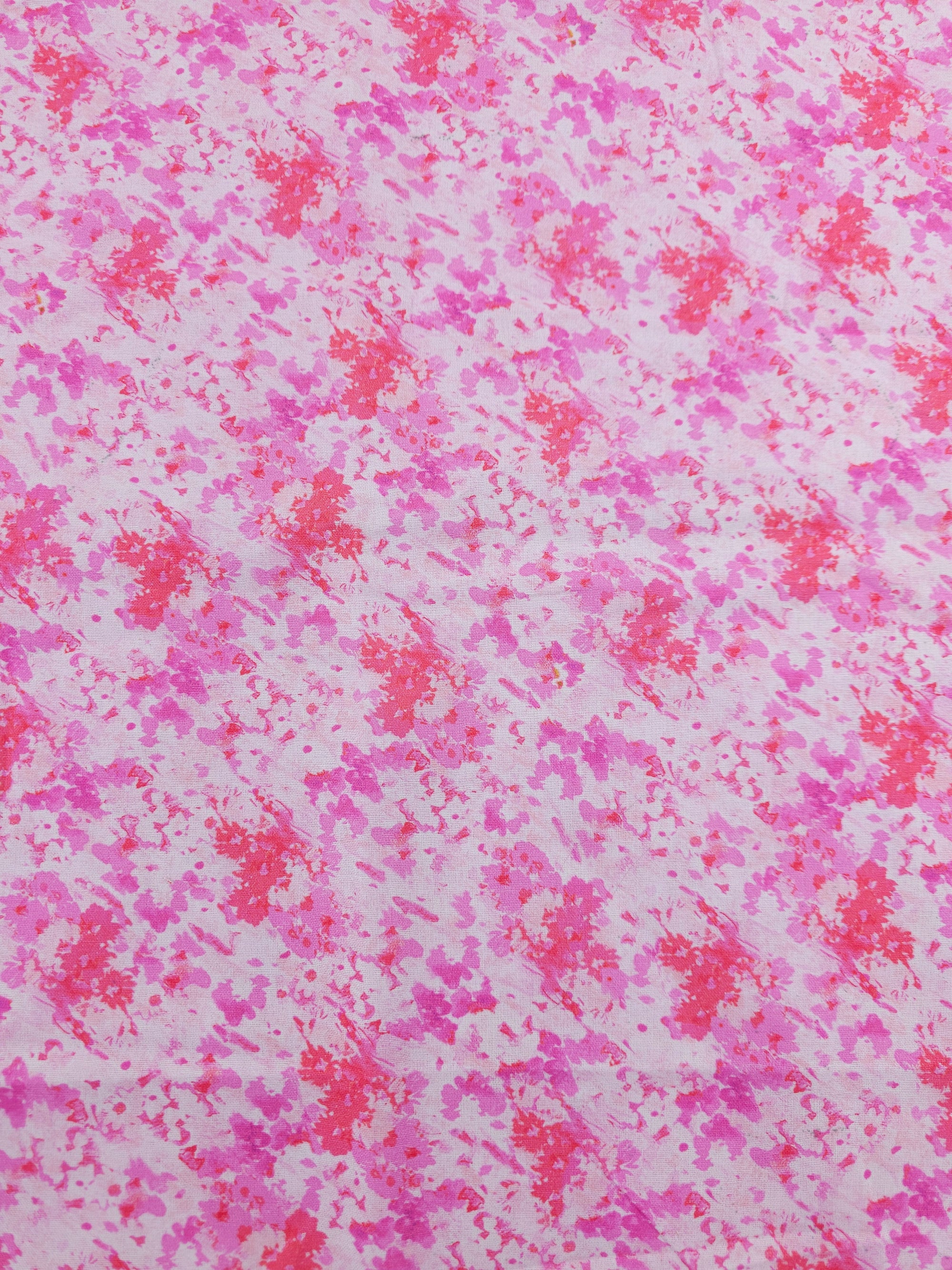 Pink Abstract Splatter Cotton - (Various Sizes)