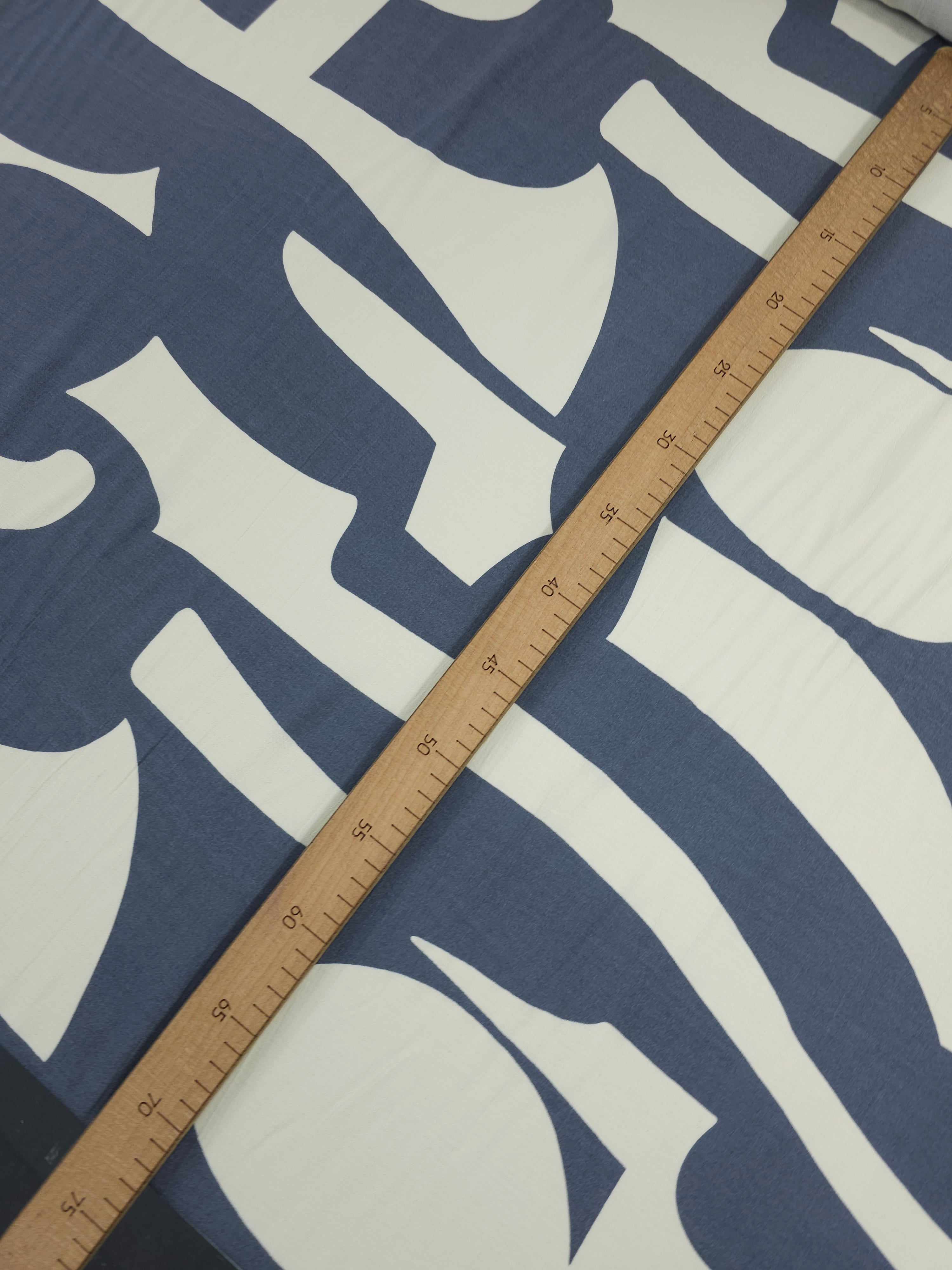 Grey/Ivory Cream Abstract Shapes Viscose Crepe
