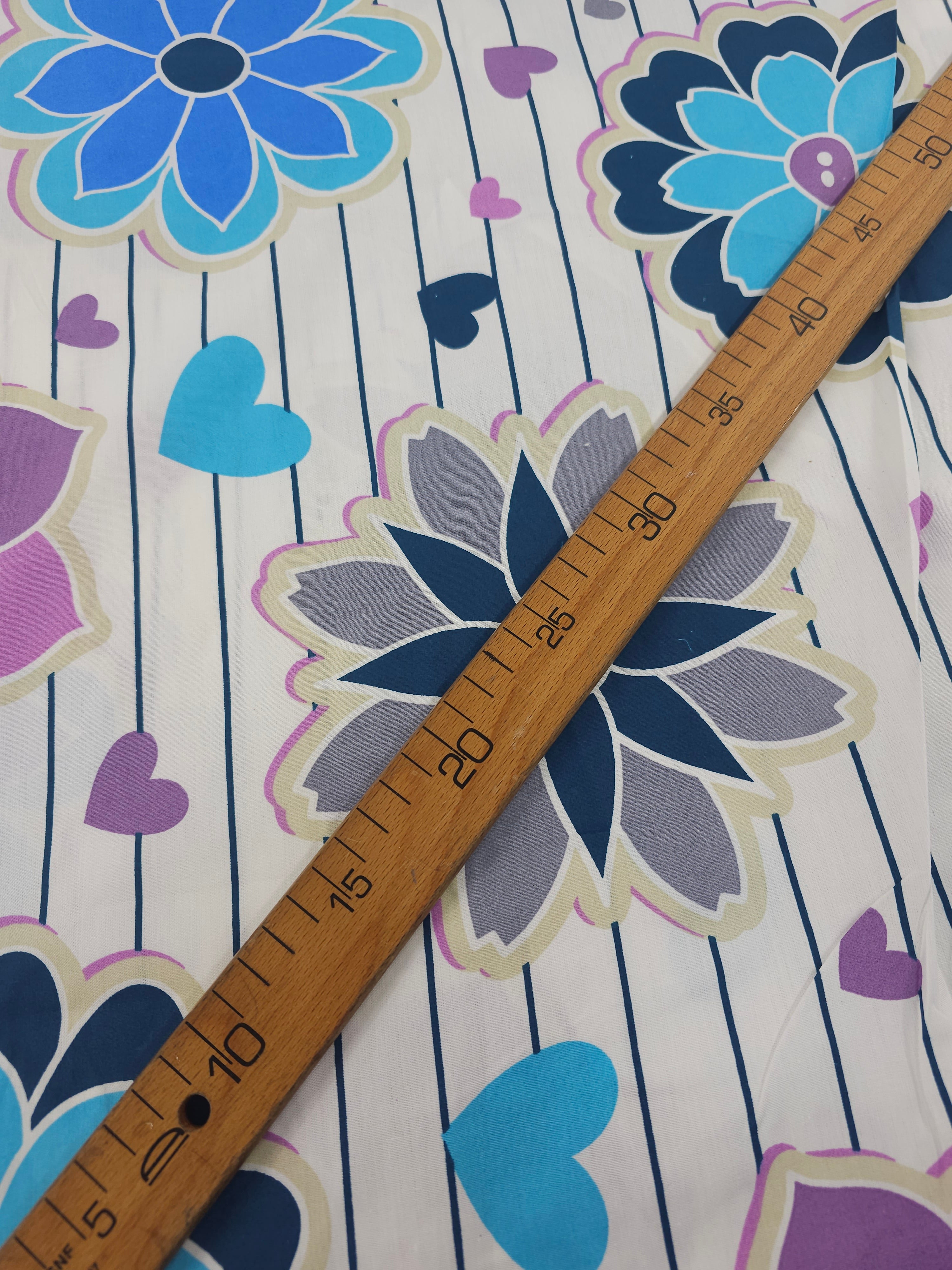 Purple/Blue Button Groovy Flower 100% Cotton 94” *EXTRA WIDE*