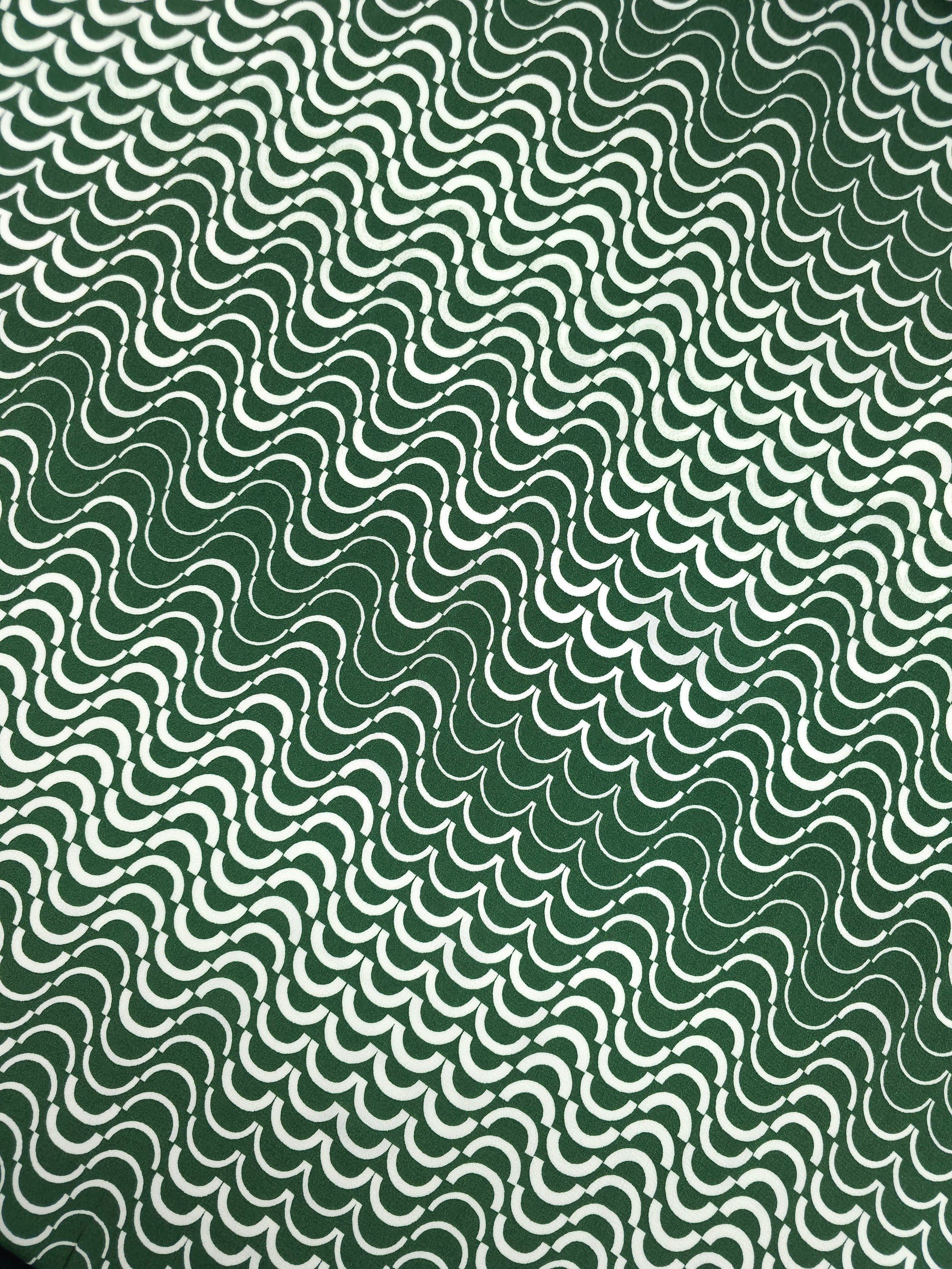 Green Abstract Curve Viscose Crepe