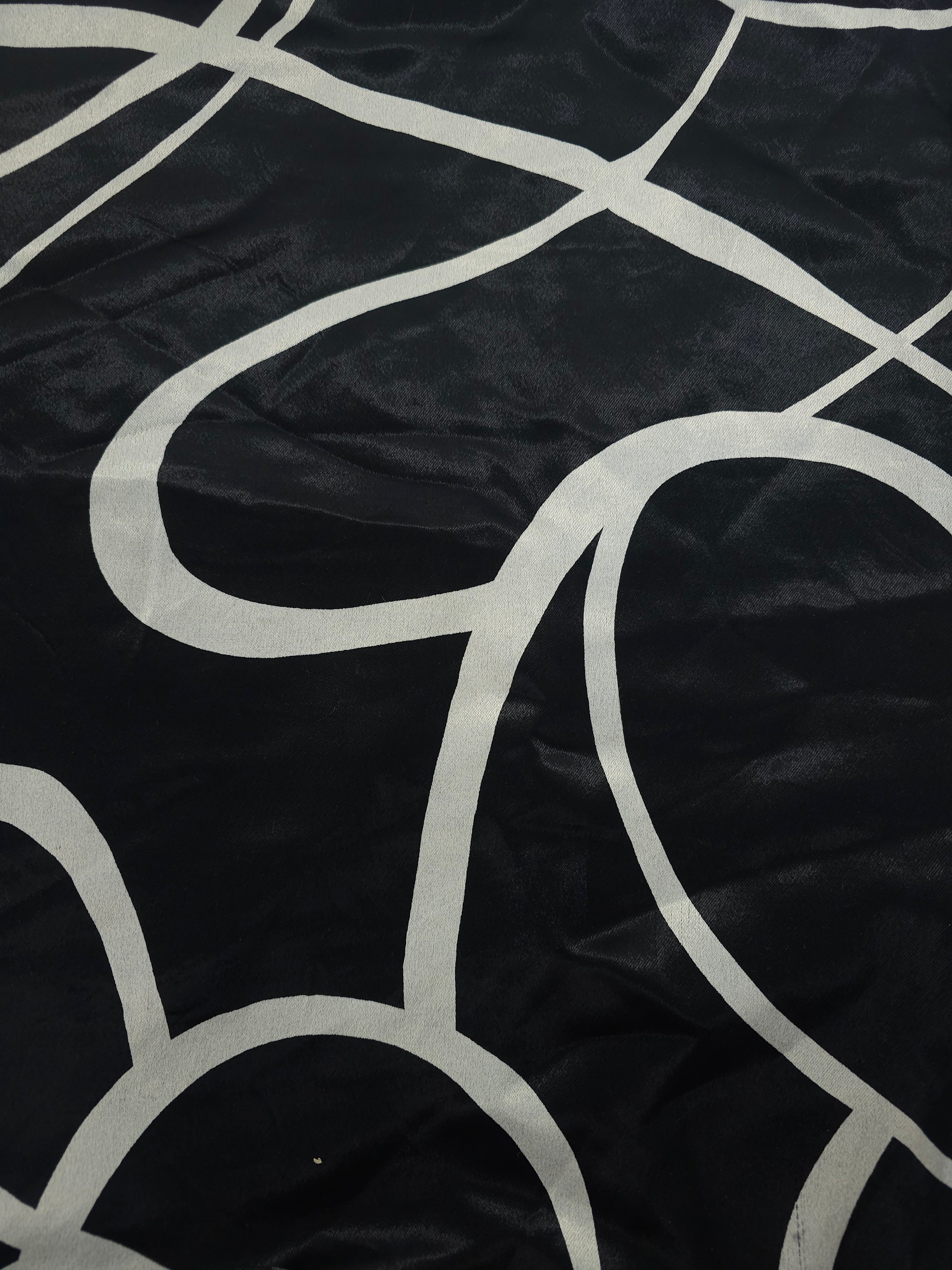 Black swirly Viscose sateen- 2m piece