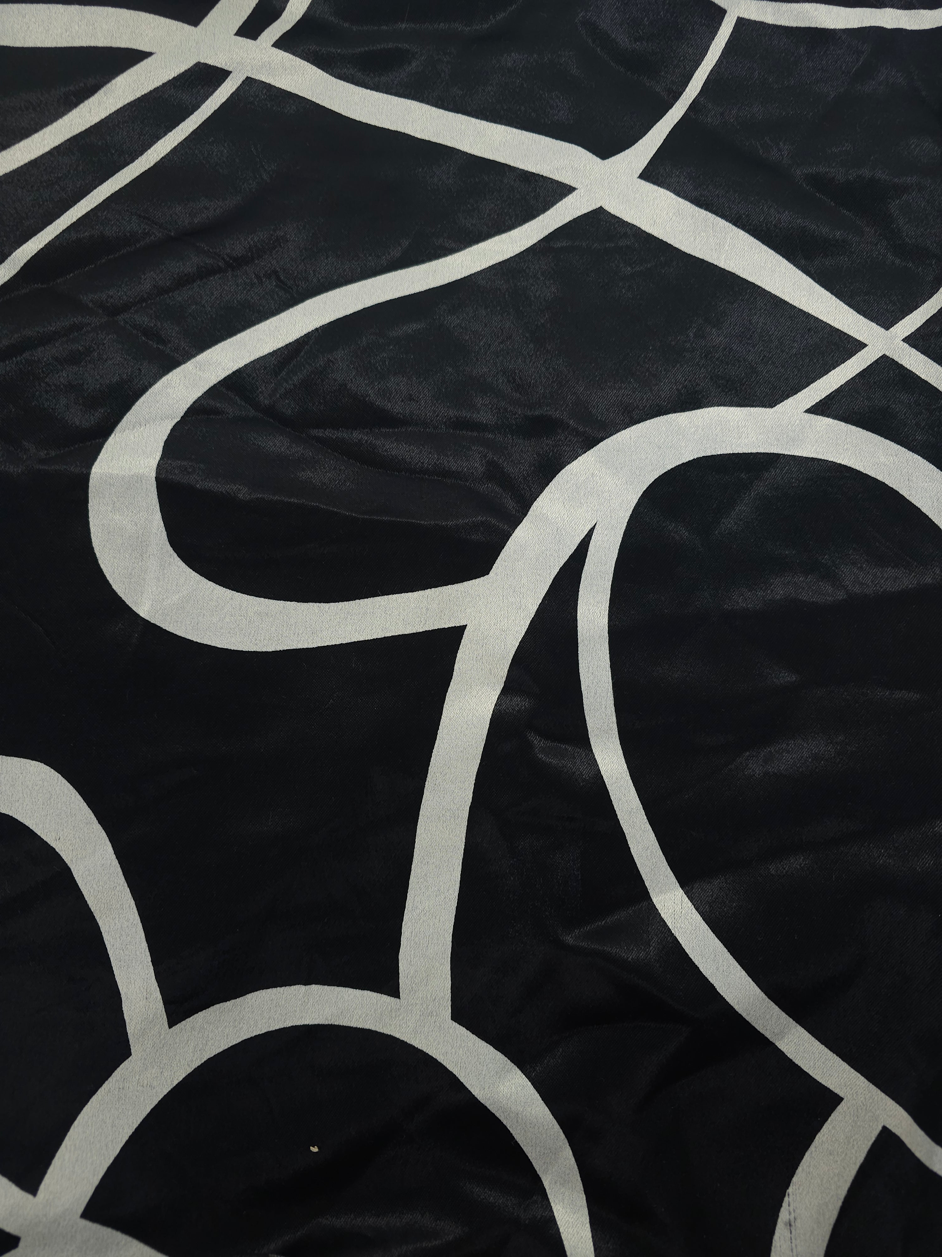 Black swirly Viscose sateen- 2m piece