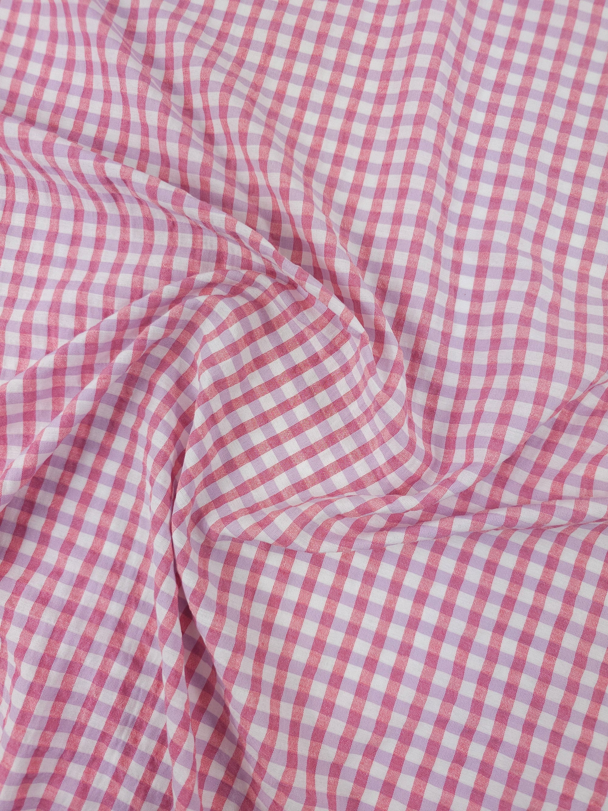 Candy Pink/Lilac Gingham Poly Cotton
