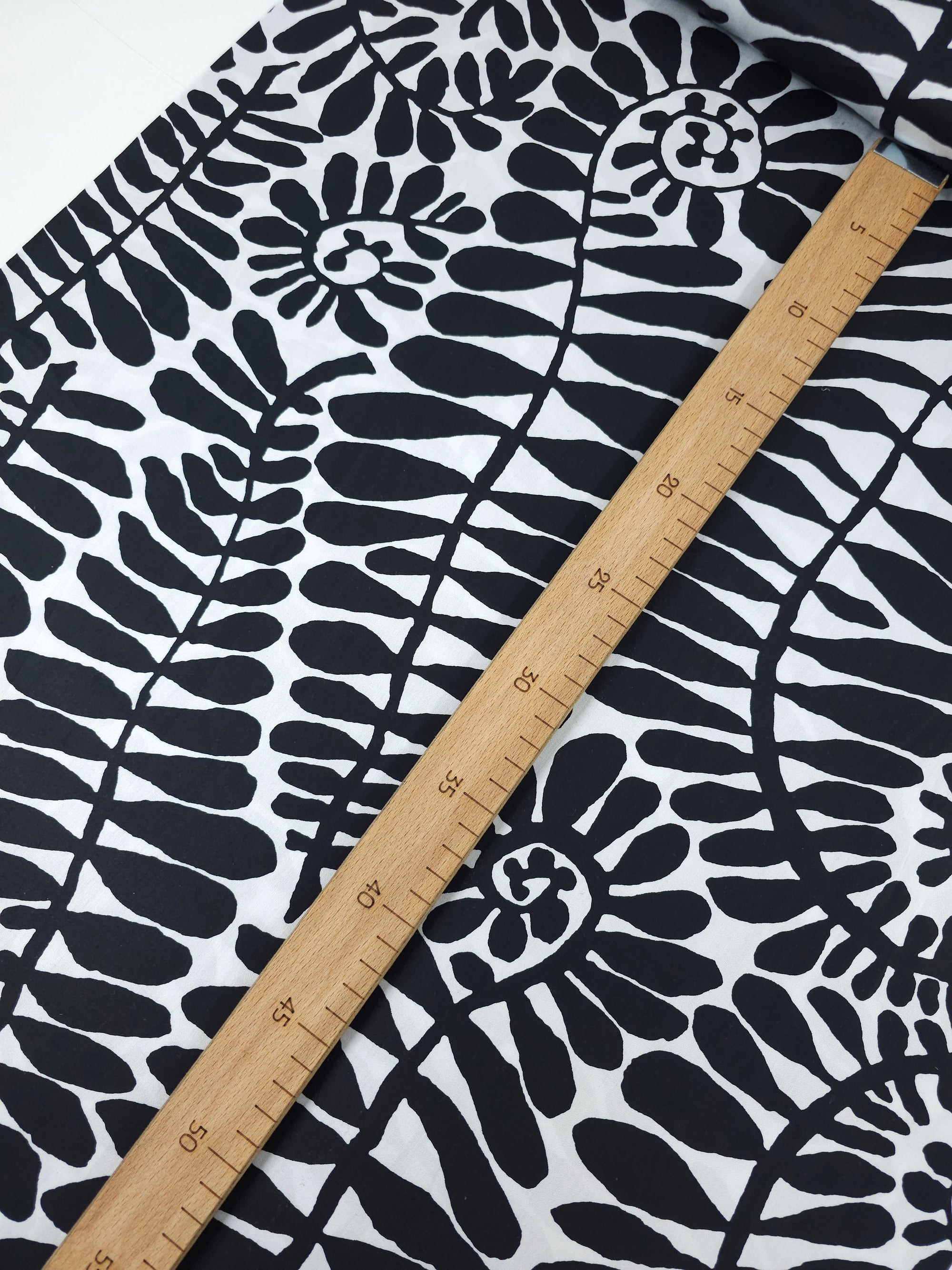 Black/White Palm Vine Cotton Sateen 106" - Kaffe Fassett *EXTRA WIDE*