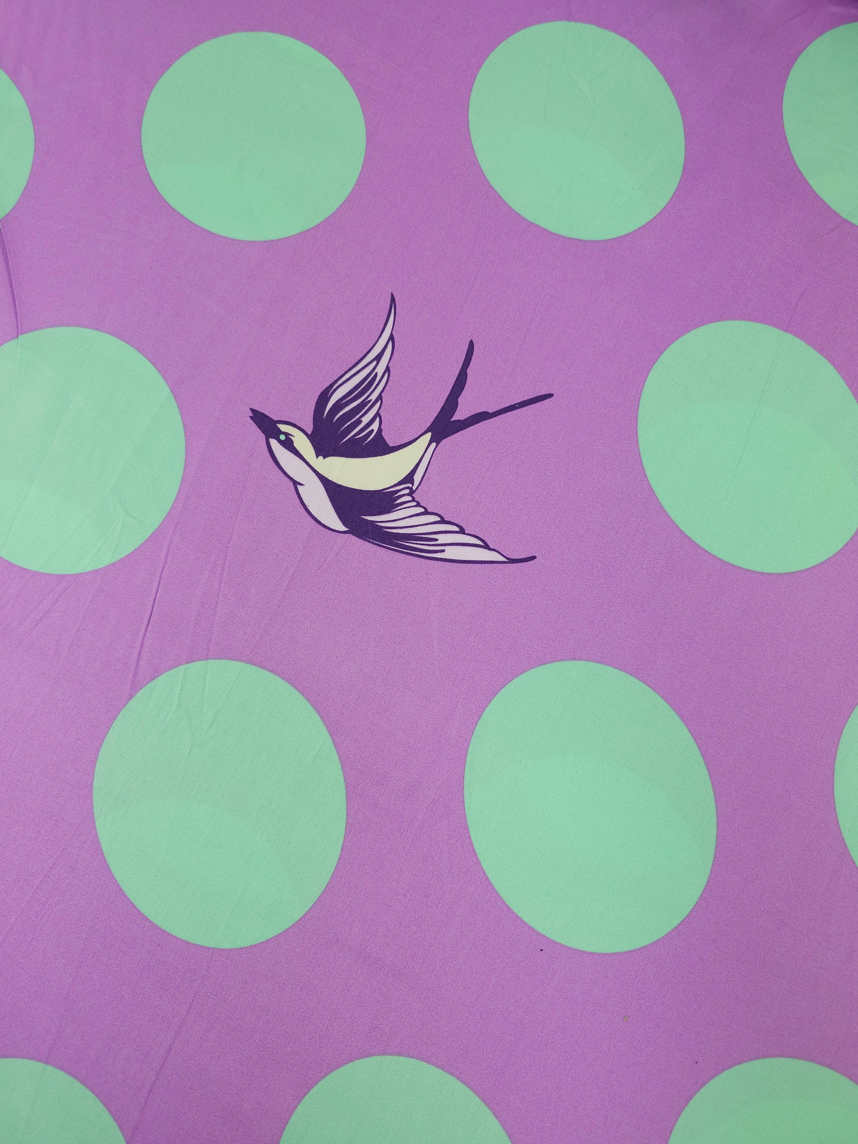Purple/Mint Polka Free Fall Bird Polka Cotton Sateen 103" - Tula Pink *EXTRA WIDE*