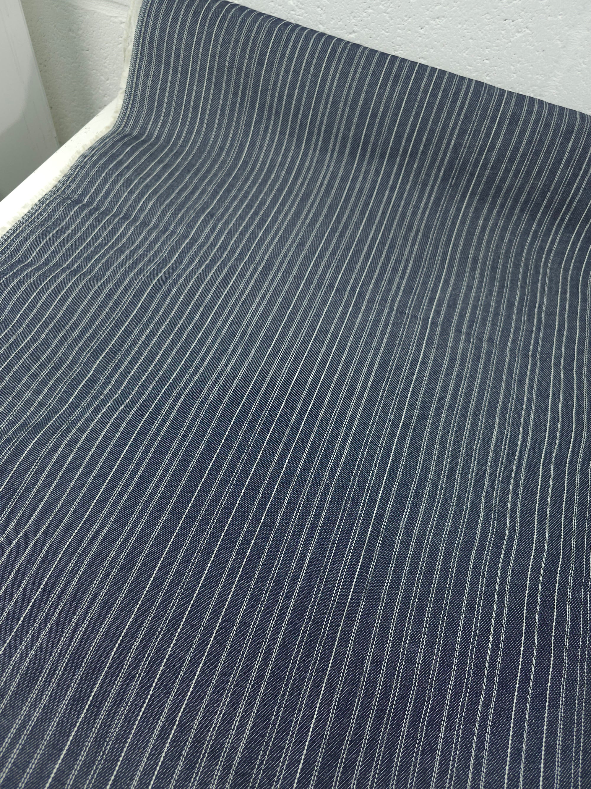 Washed Navy Busy Pinstripe Denim