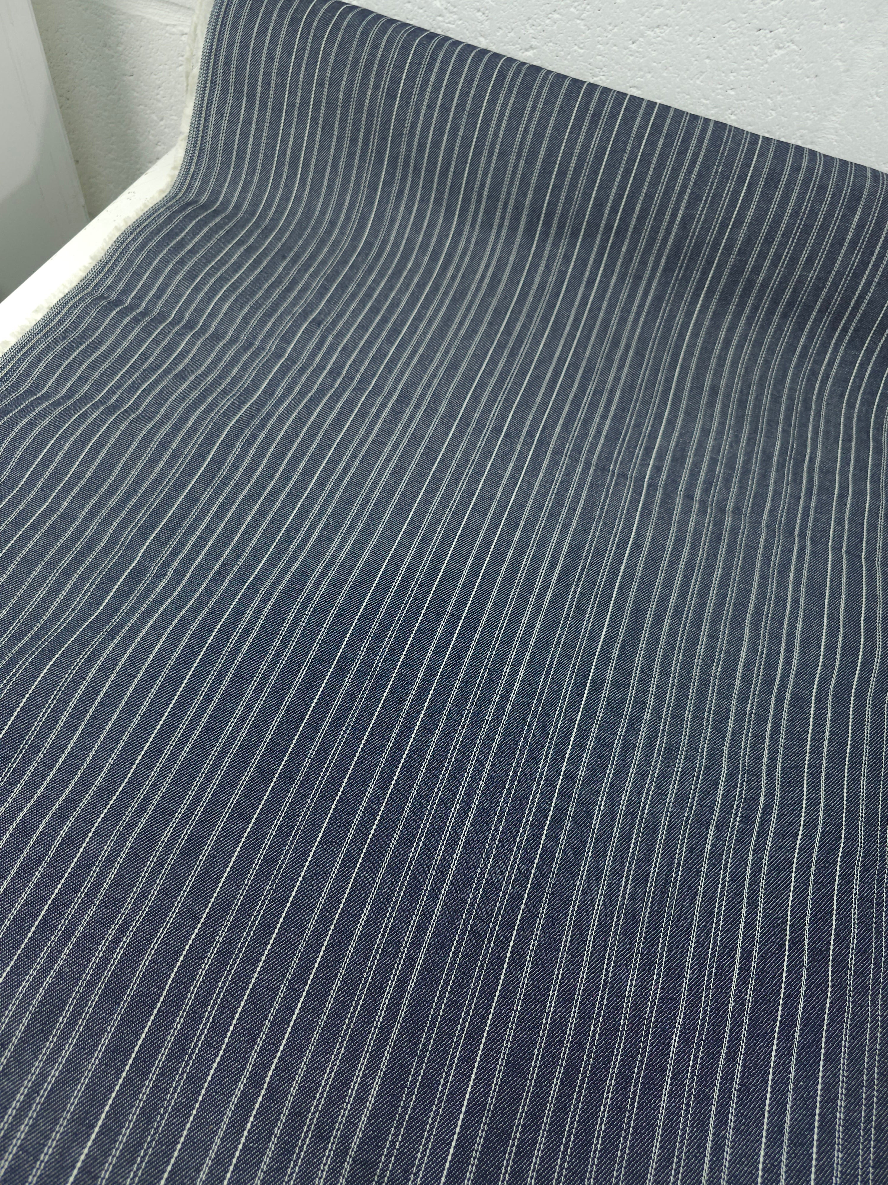 Washed Navy Busy Pinstripe Denim