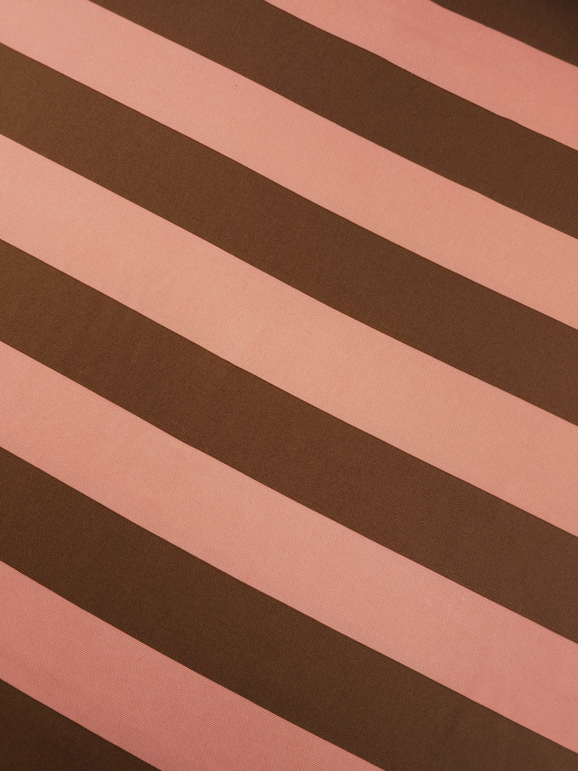 Salmon Pink/Brown Block Stripe Lightweight Canvas Cotton