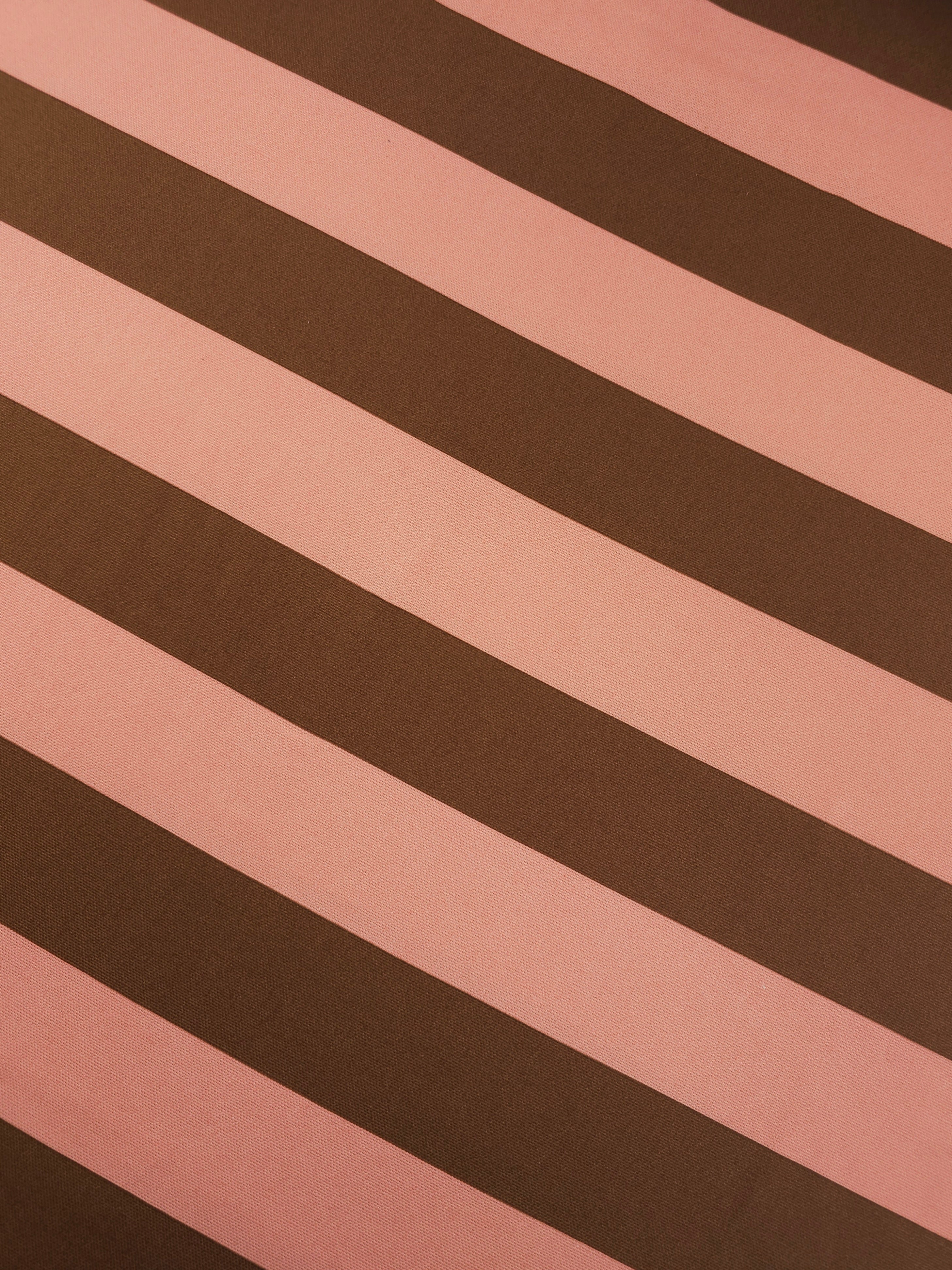 Salmon Pink/Brown Block Stripe Lightweight Canvas Cotton