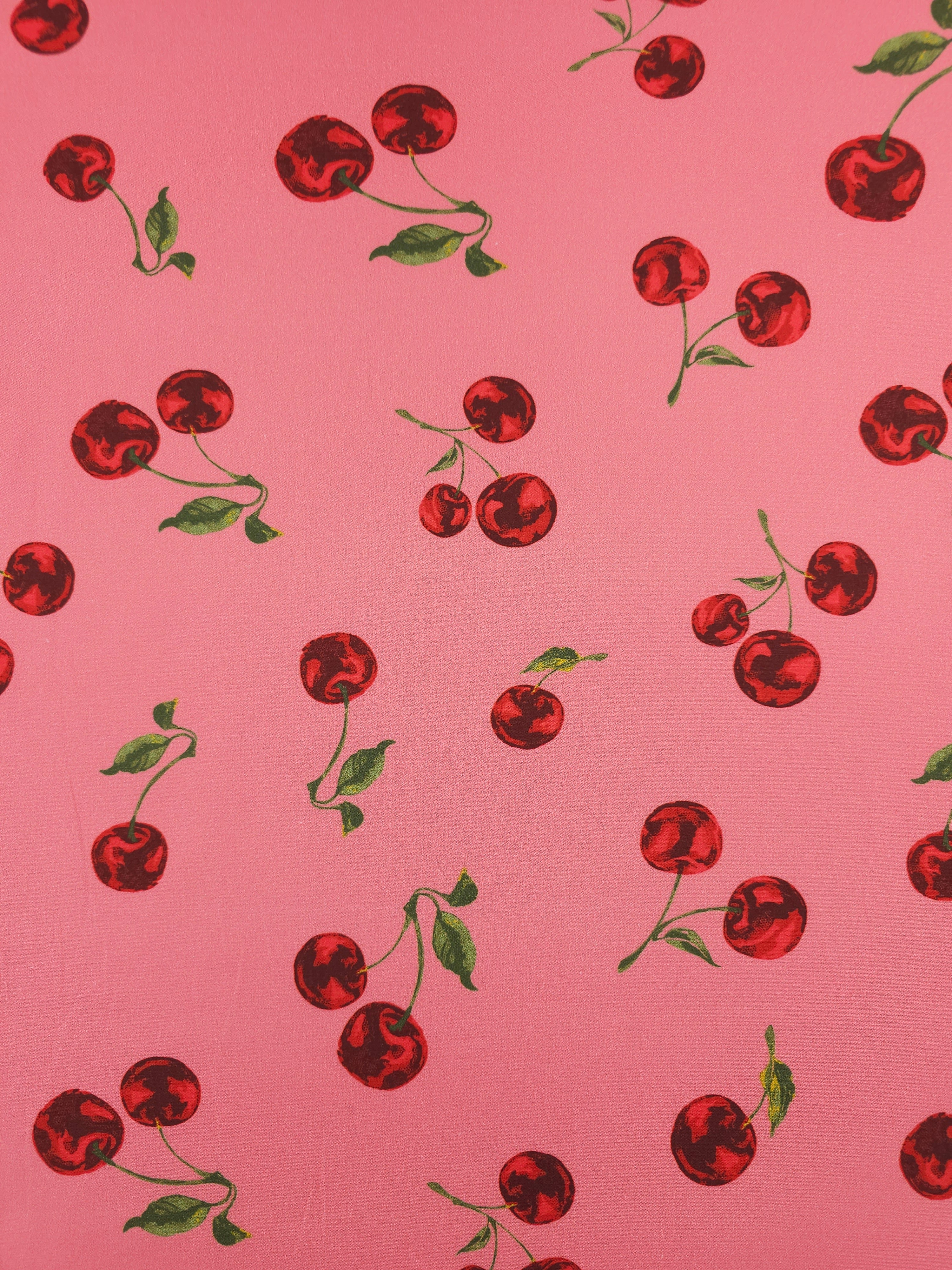 Pinky Coral Cherries Cotton Viscose