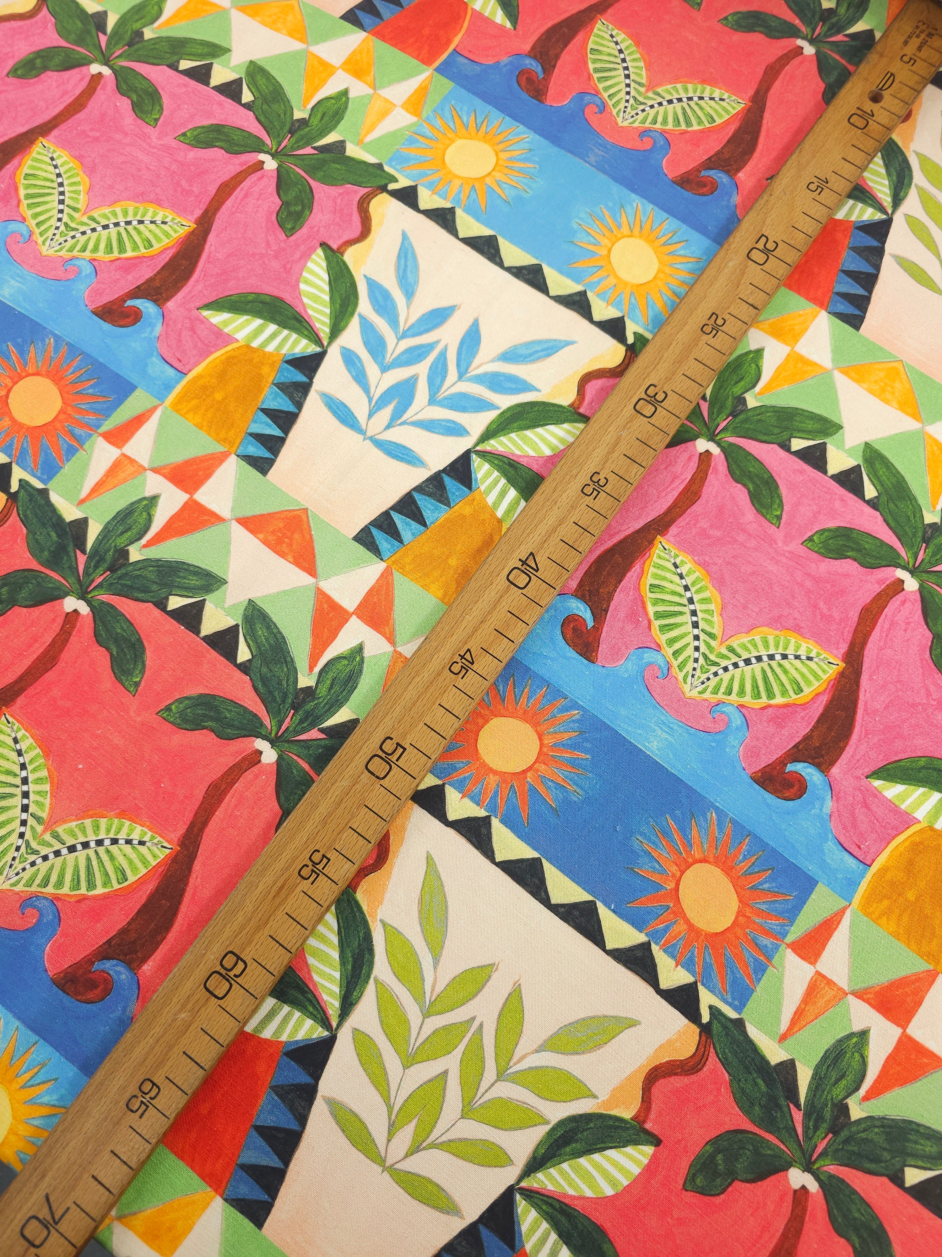 Abstract Palm Tree Landscape Cotton Linen