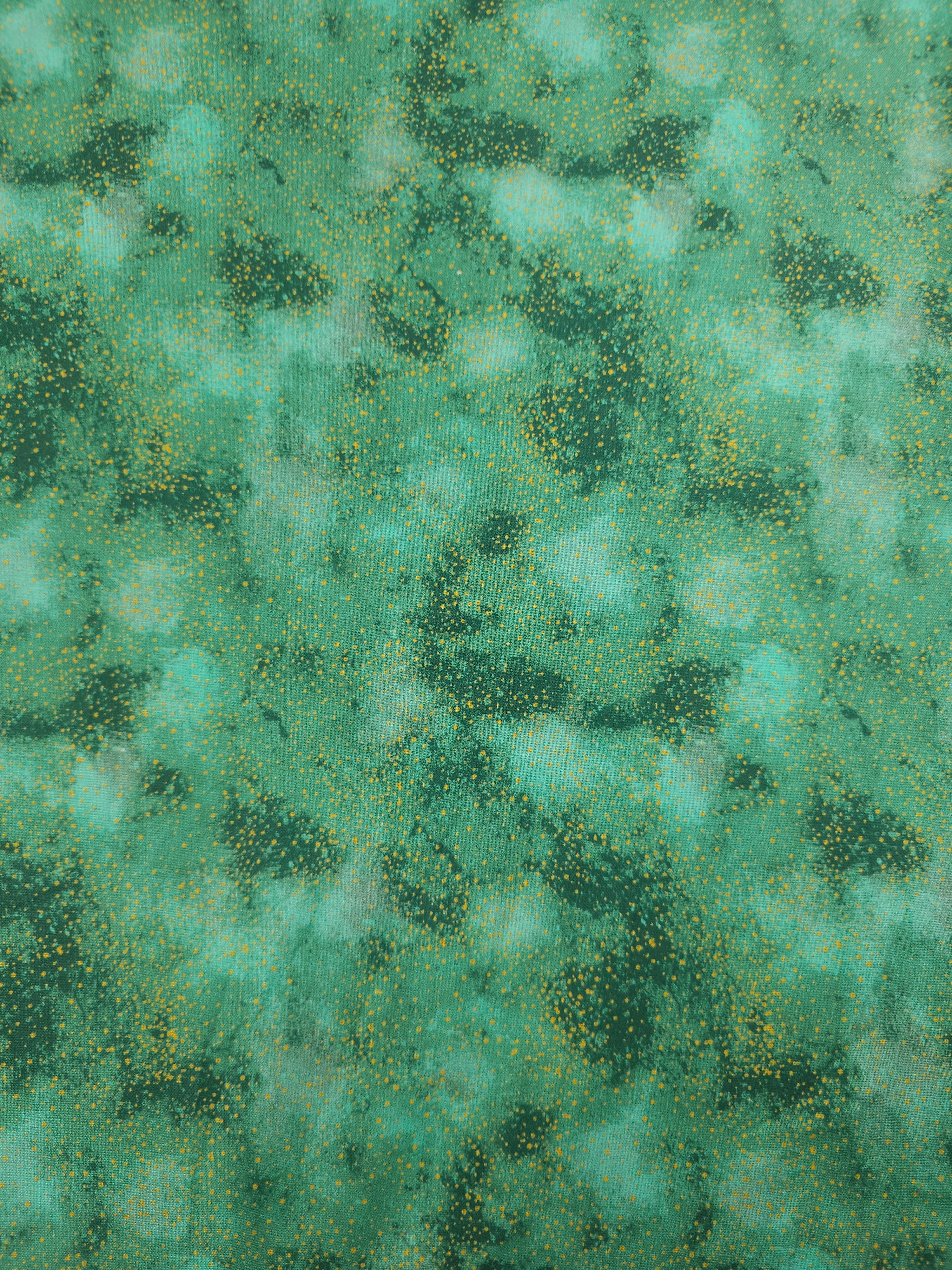 Sage Green/Gold Speckle Clouds 100% Cotton