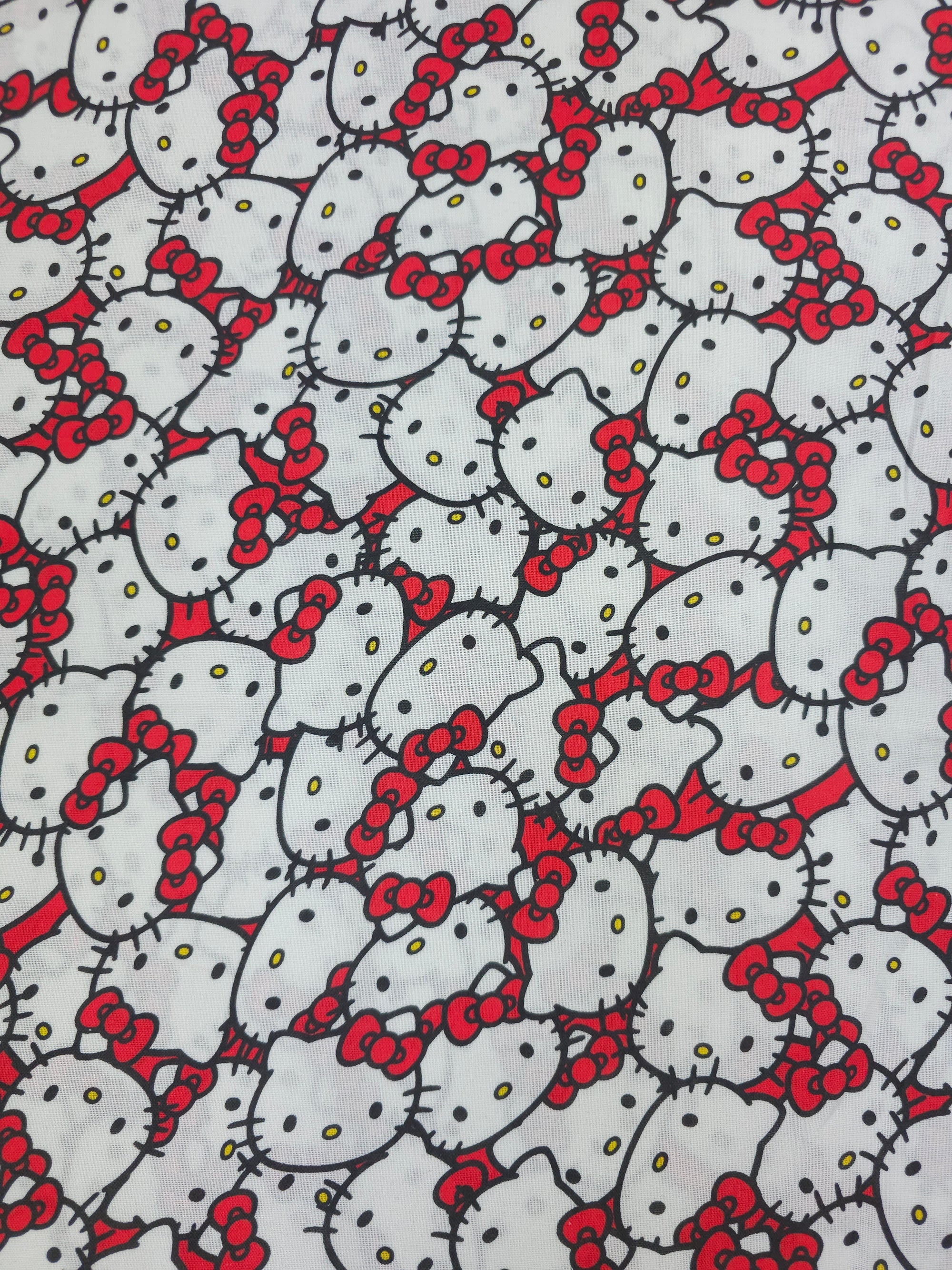 Red Bow Hello Kitty Faces 100% Cotton