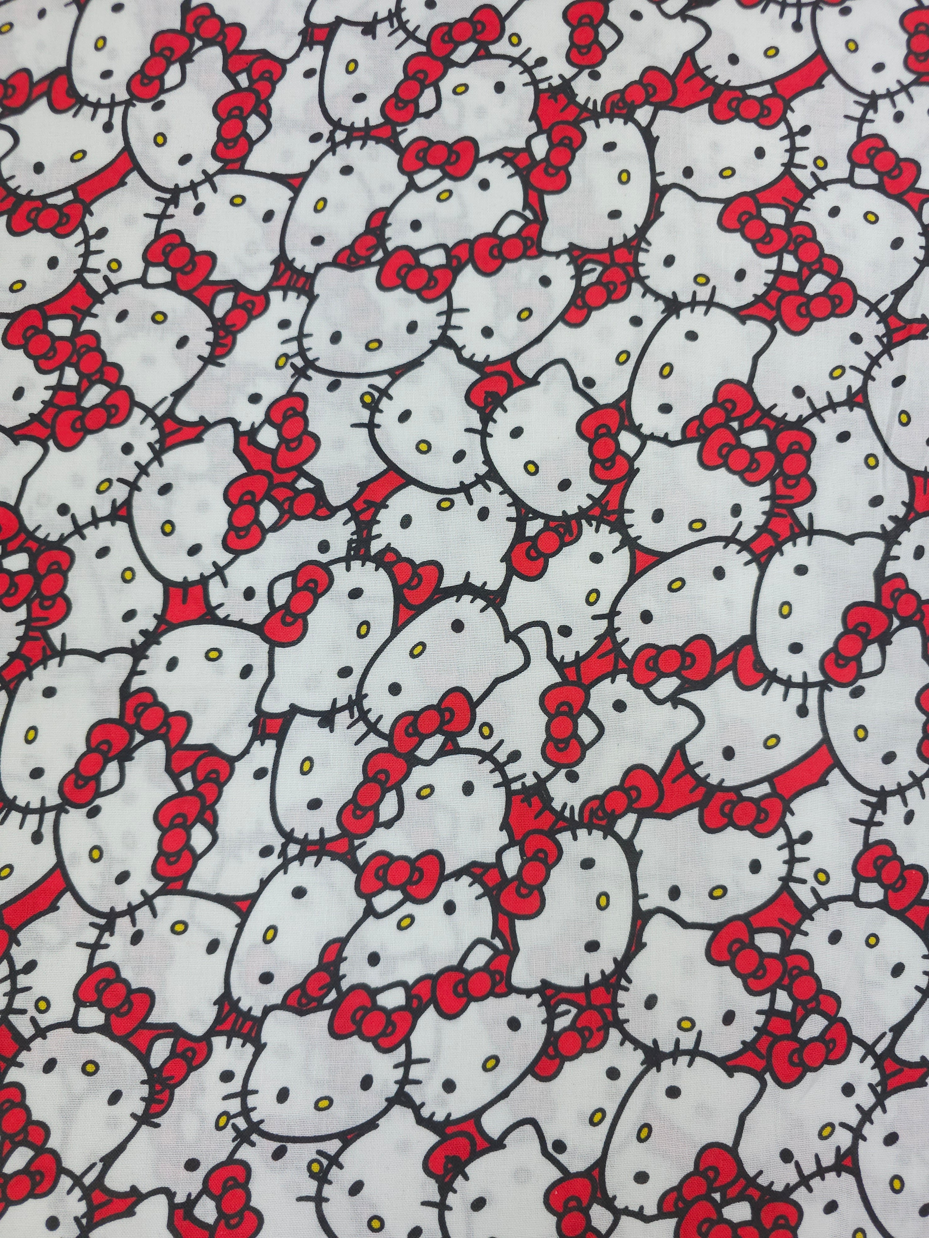 Red Bow Hello Kitty Faces 100% Cotton