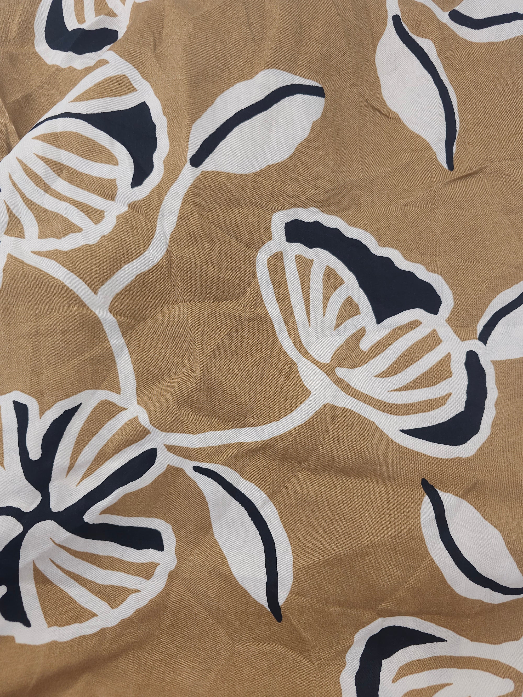 Beige flower Viscose sateen- 1.5m piece